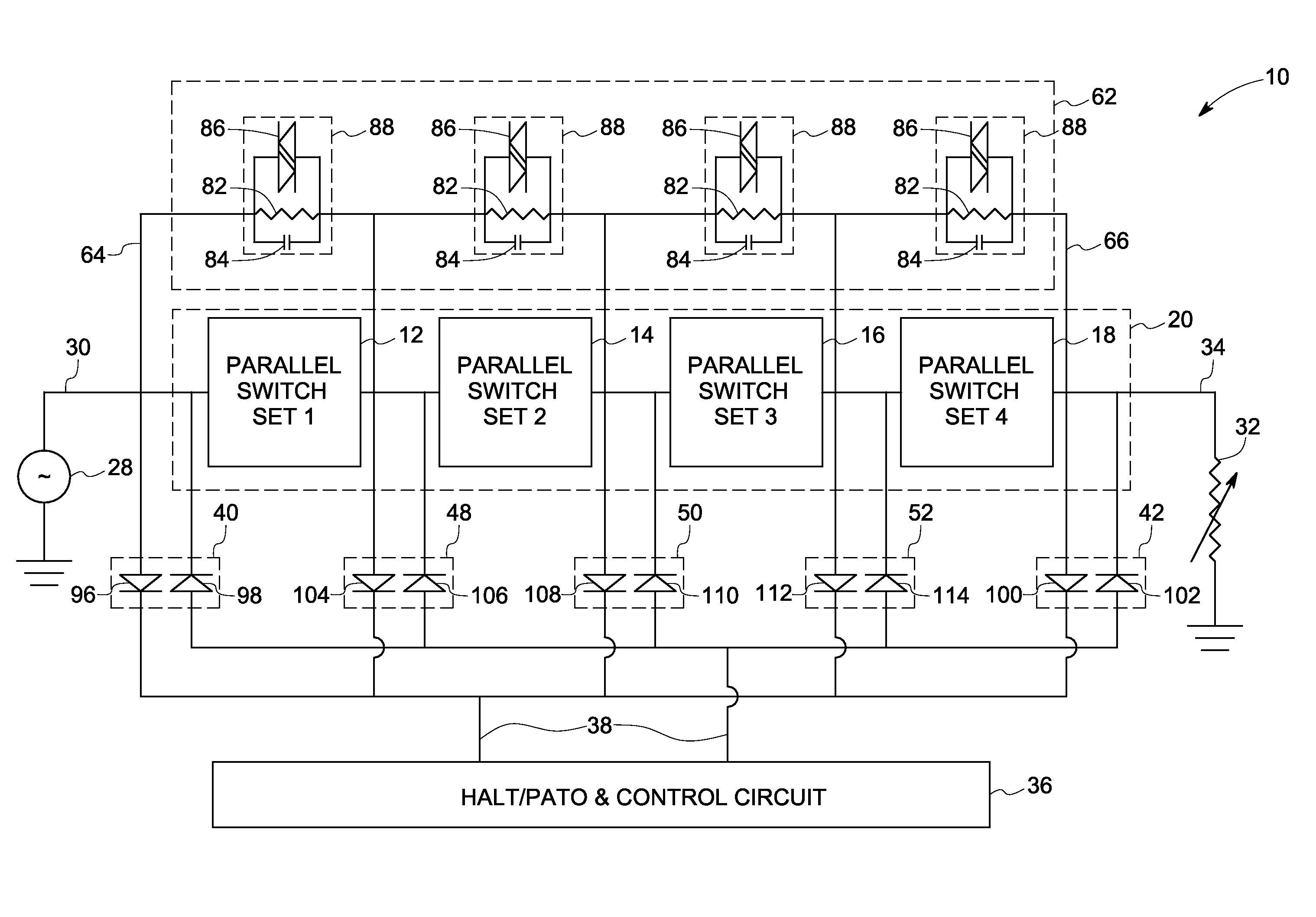 Micro-electromechanical switch protection in series parallel topology