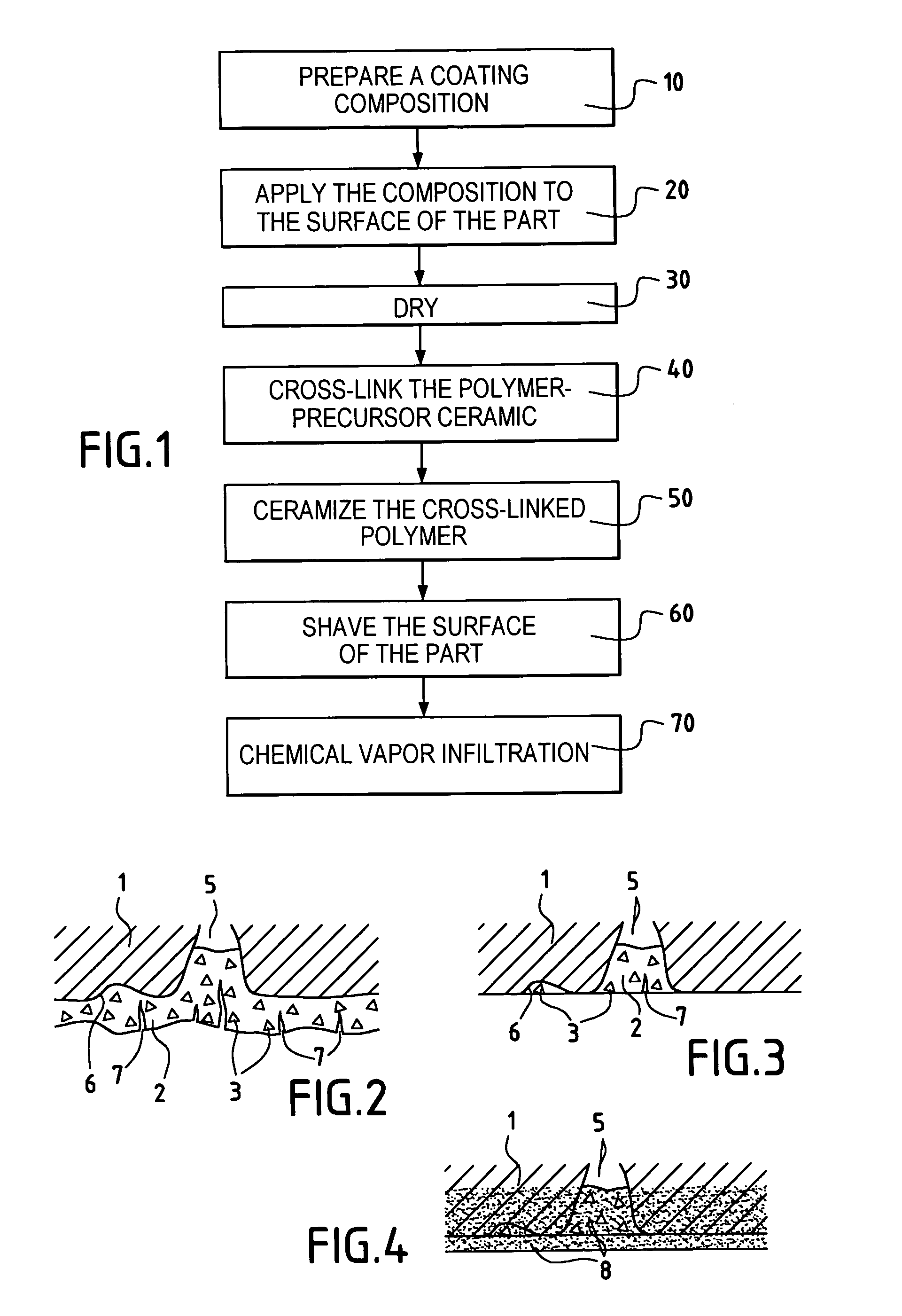 Method for treating the surface of a part made of a heat-structured composite material and use thereof in brazing parts made of a heat-structured composite material