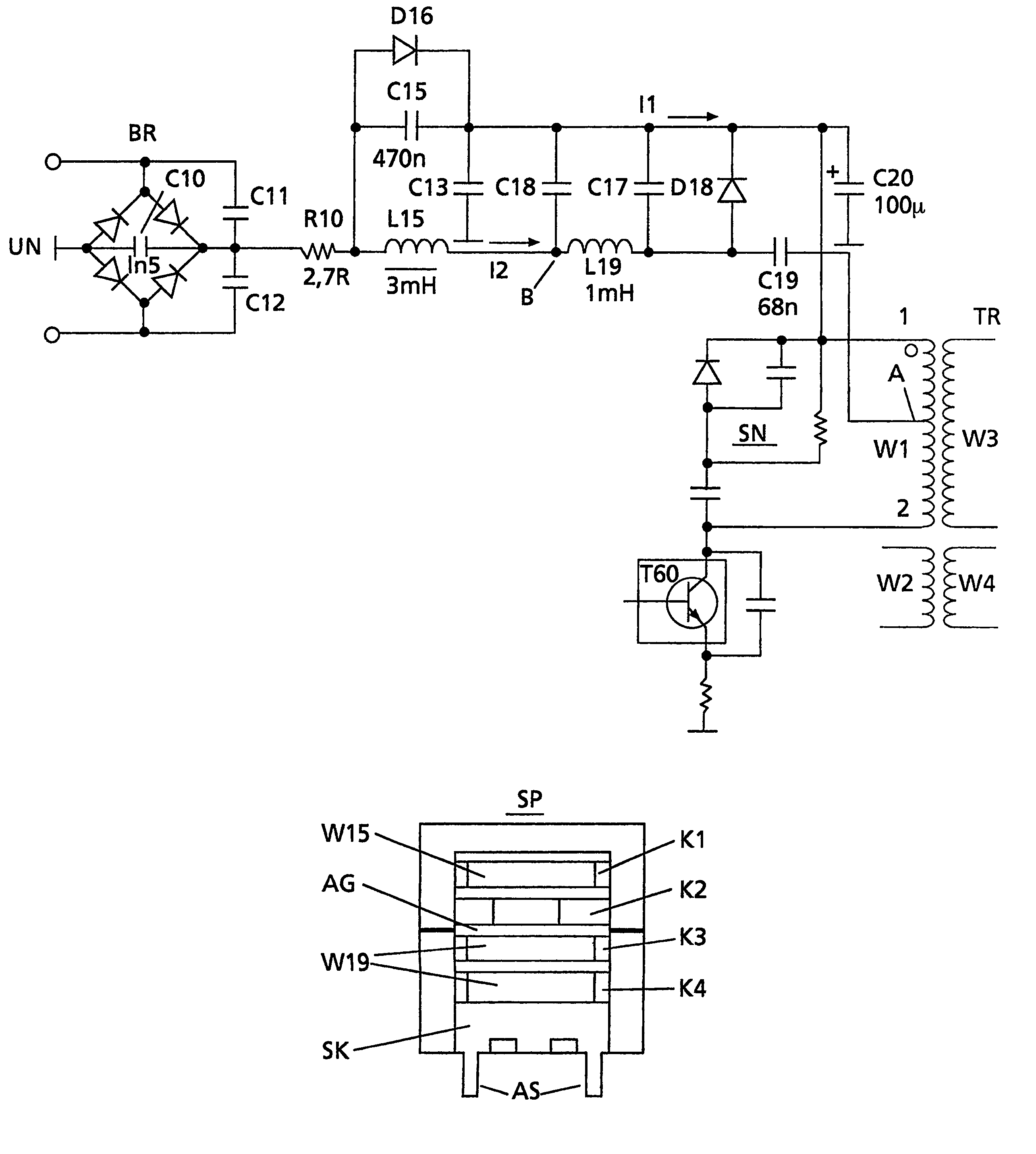 Power factor correction circuit with a coil