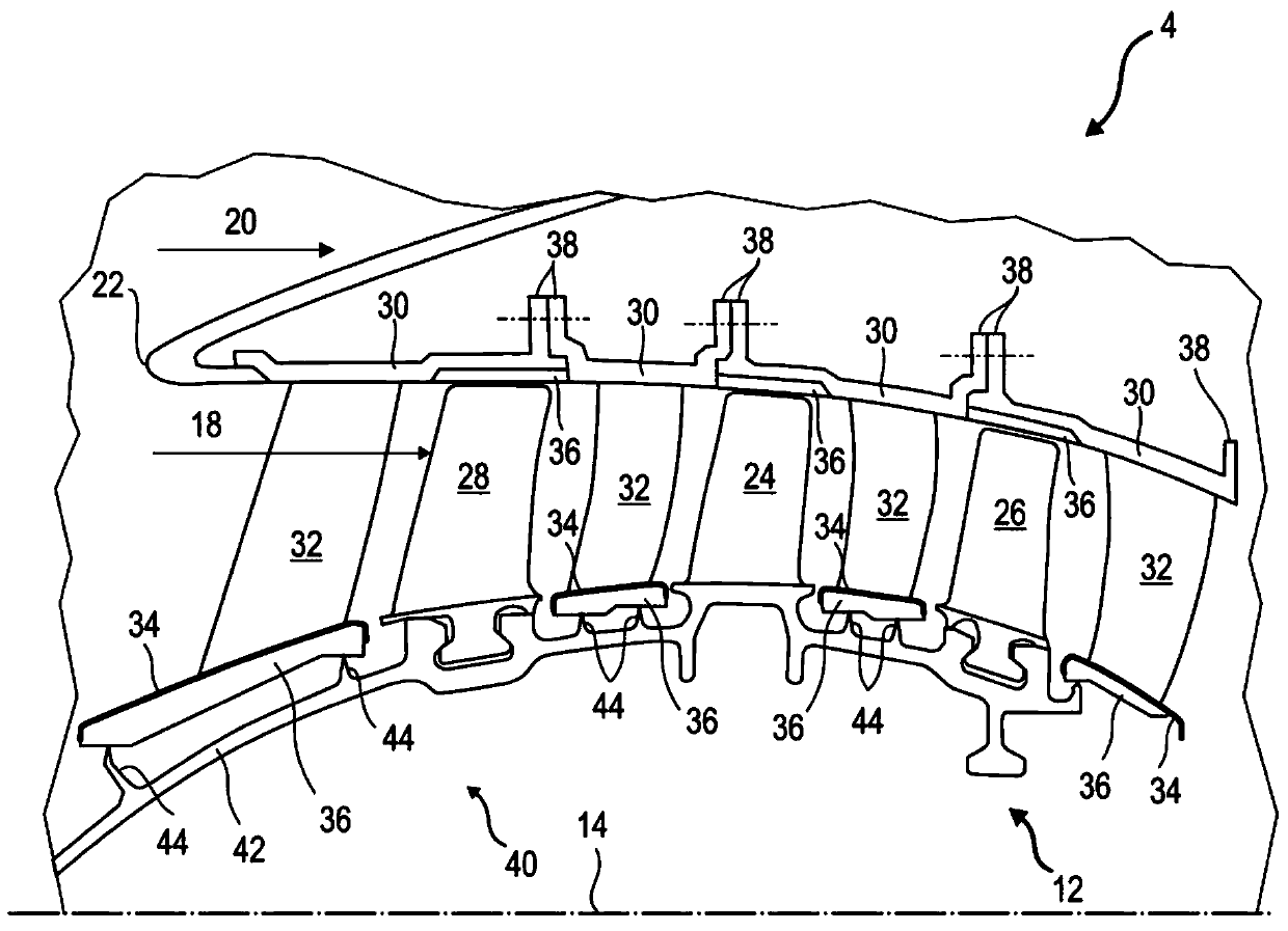 Axial turbine compressor drum with double blade fixation