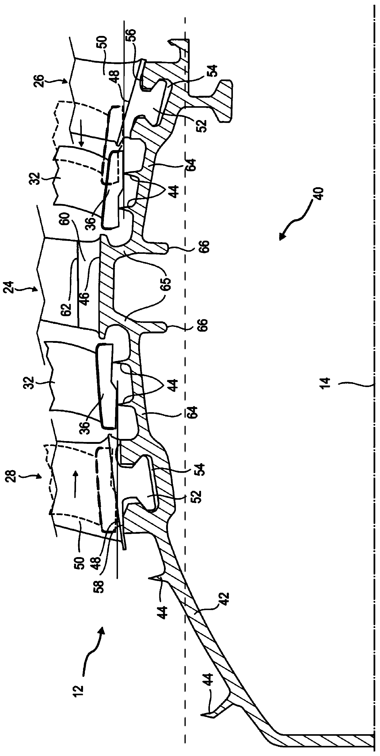 Axial turbine compressor drum with double blade fixation