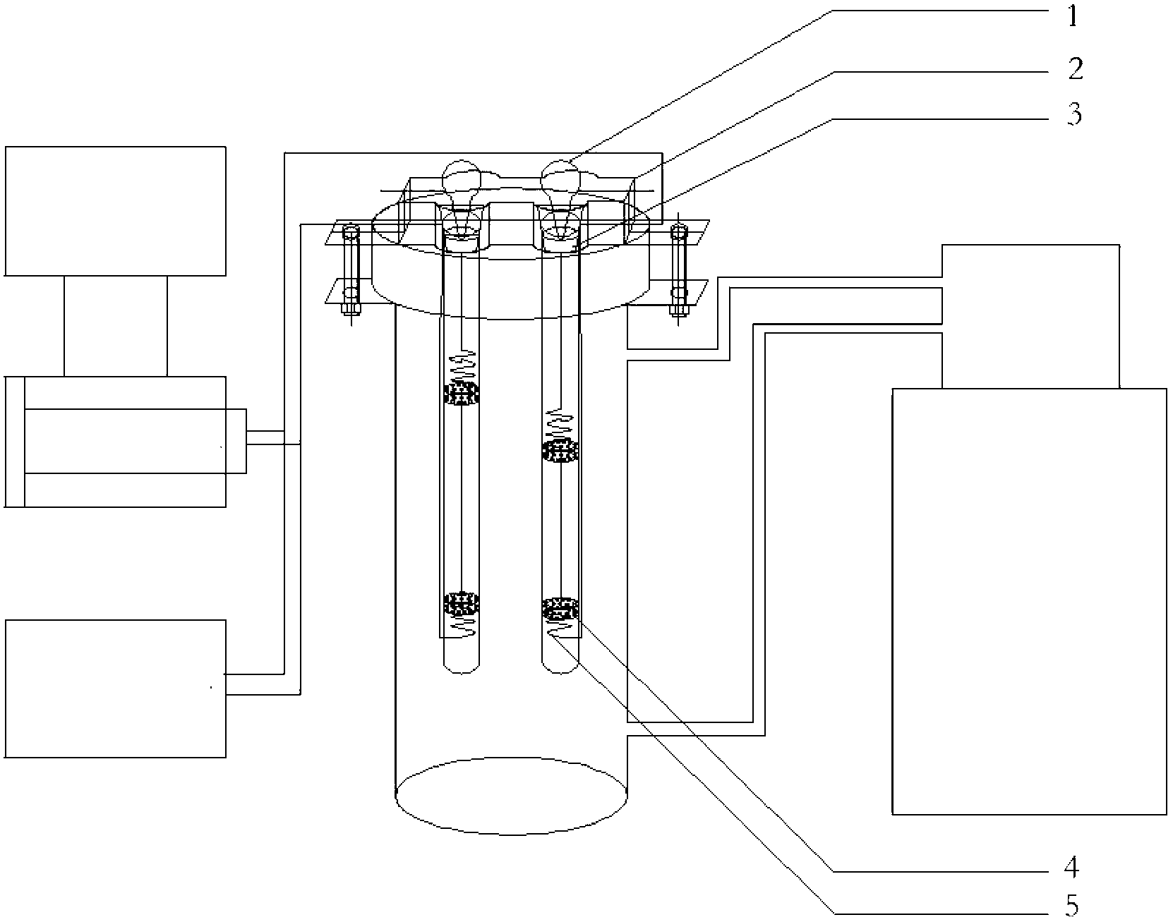 Device for measuring liquid heat conductivity coefficient based on transient dual-hot-wire method