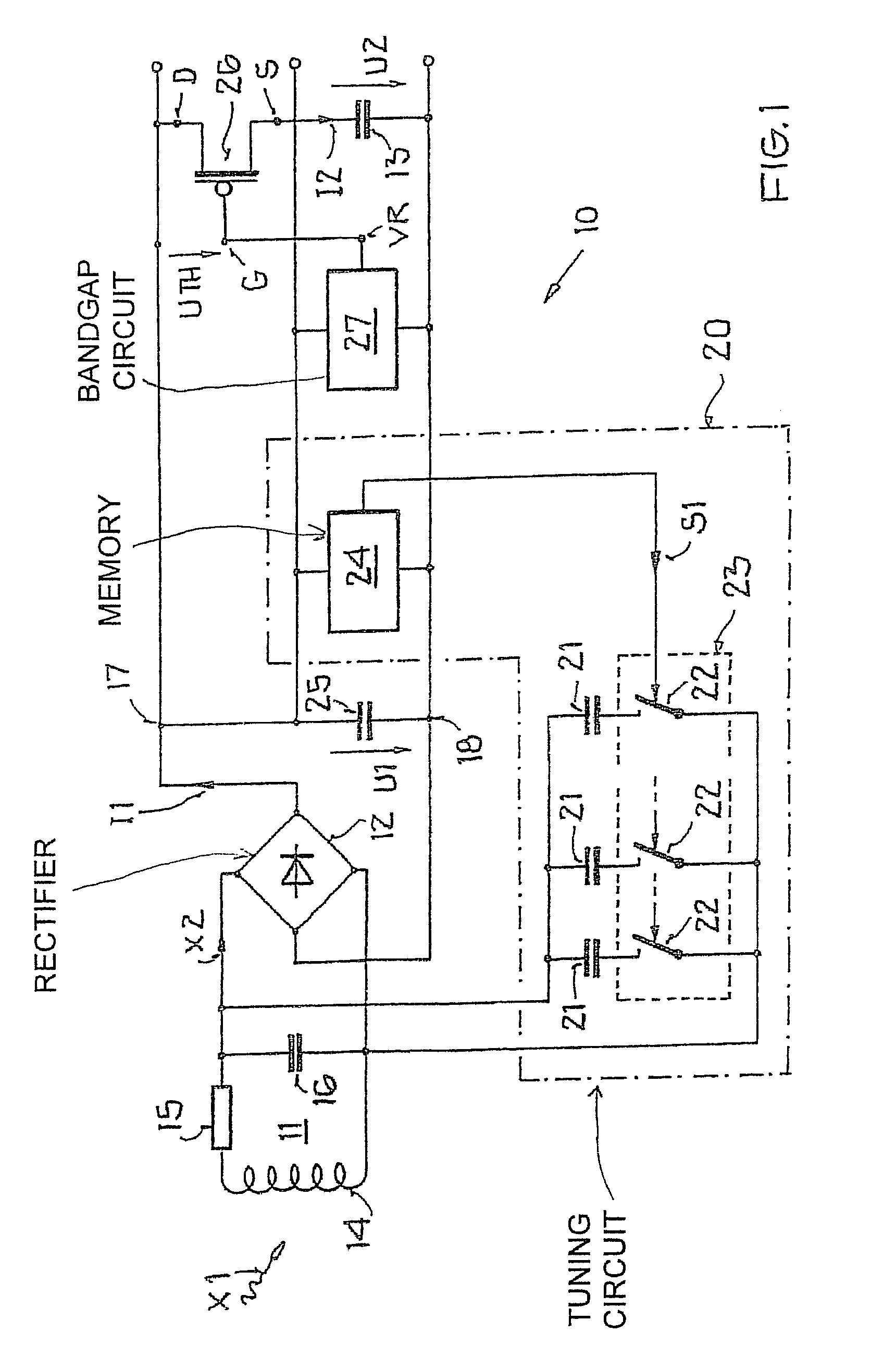 Circuit arrangement and method for supplying power to a transponder