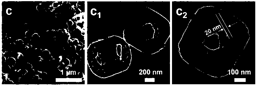 Preparation and application of morphology-adjustable hollow cage-shaped Mn/Fe oxide nano material