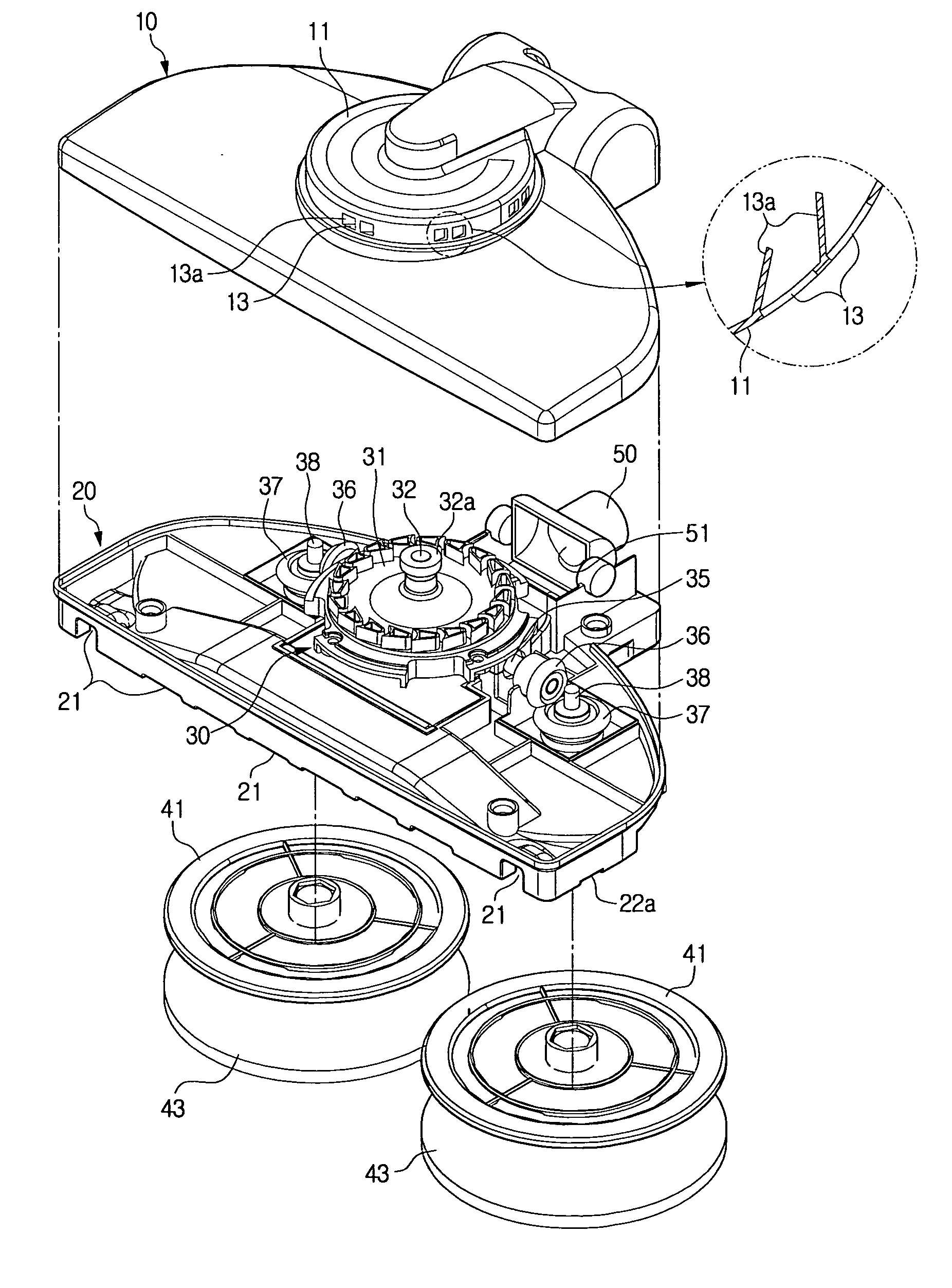 Floorcloth attached suction brush for vacuum cleaner