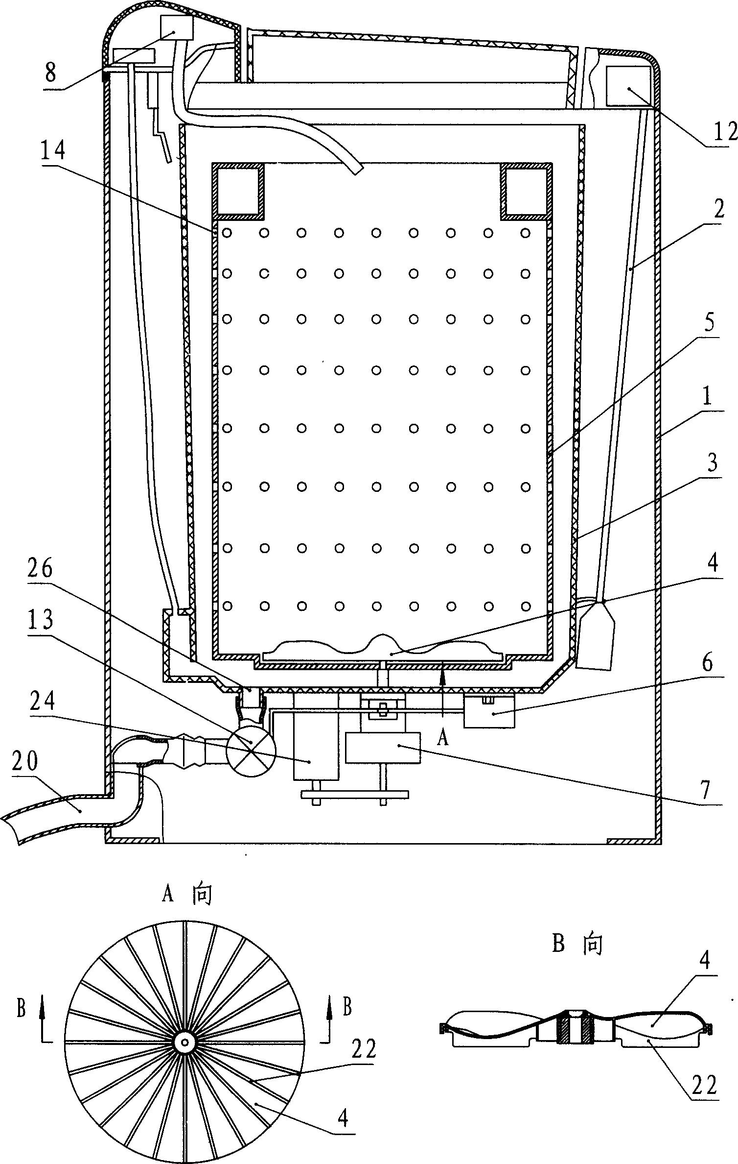 Water-saving wave wheel type or stirring type water-saving full-automatic washing machine