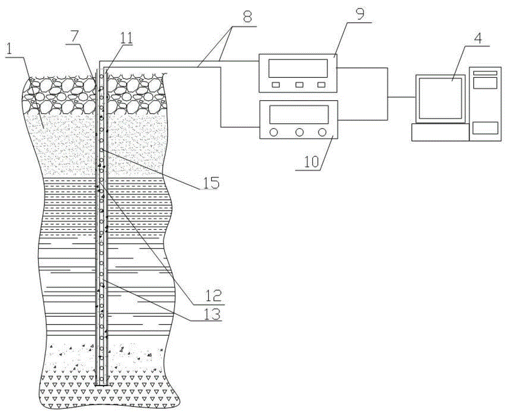 System for monitoring temperature, stress and deformation of frozen wall of shaft in real time and laying method thereof