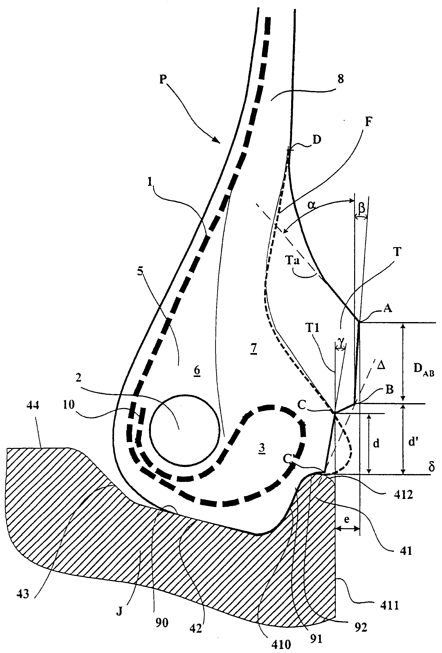 Tyre bead with protective rib