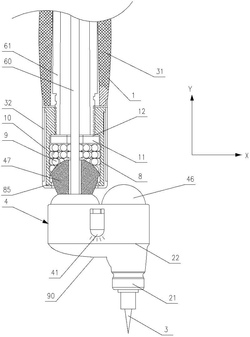 Multifunctional pen with adjustable pen tip axis