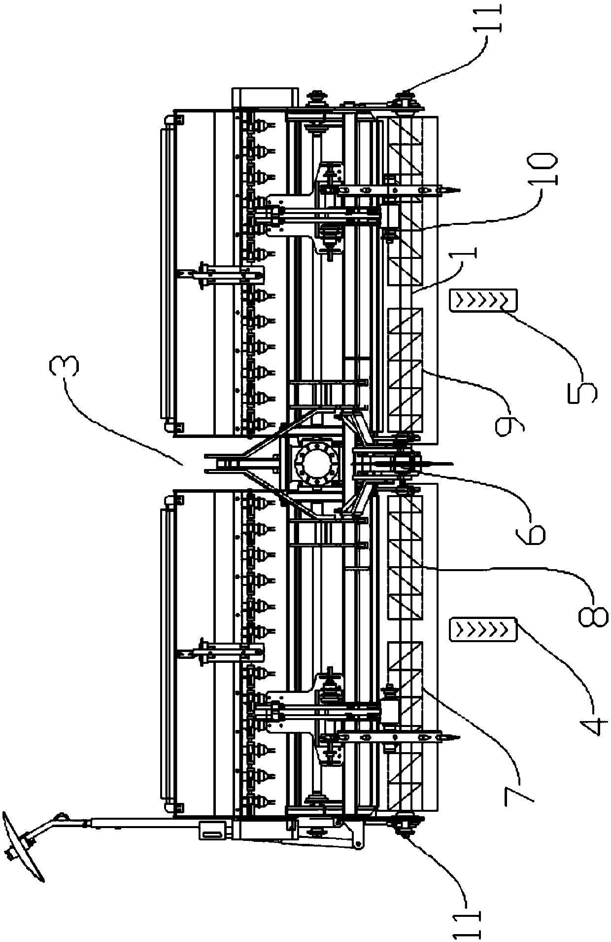 Combined stirring and raking field flattening device