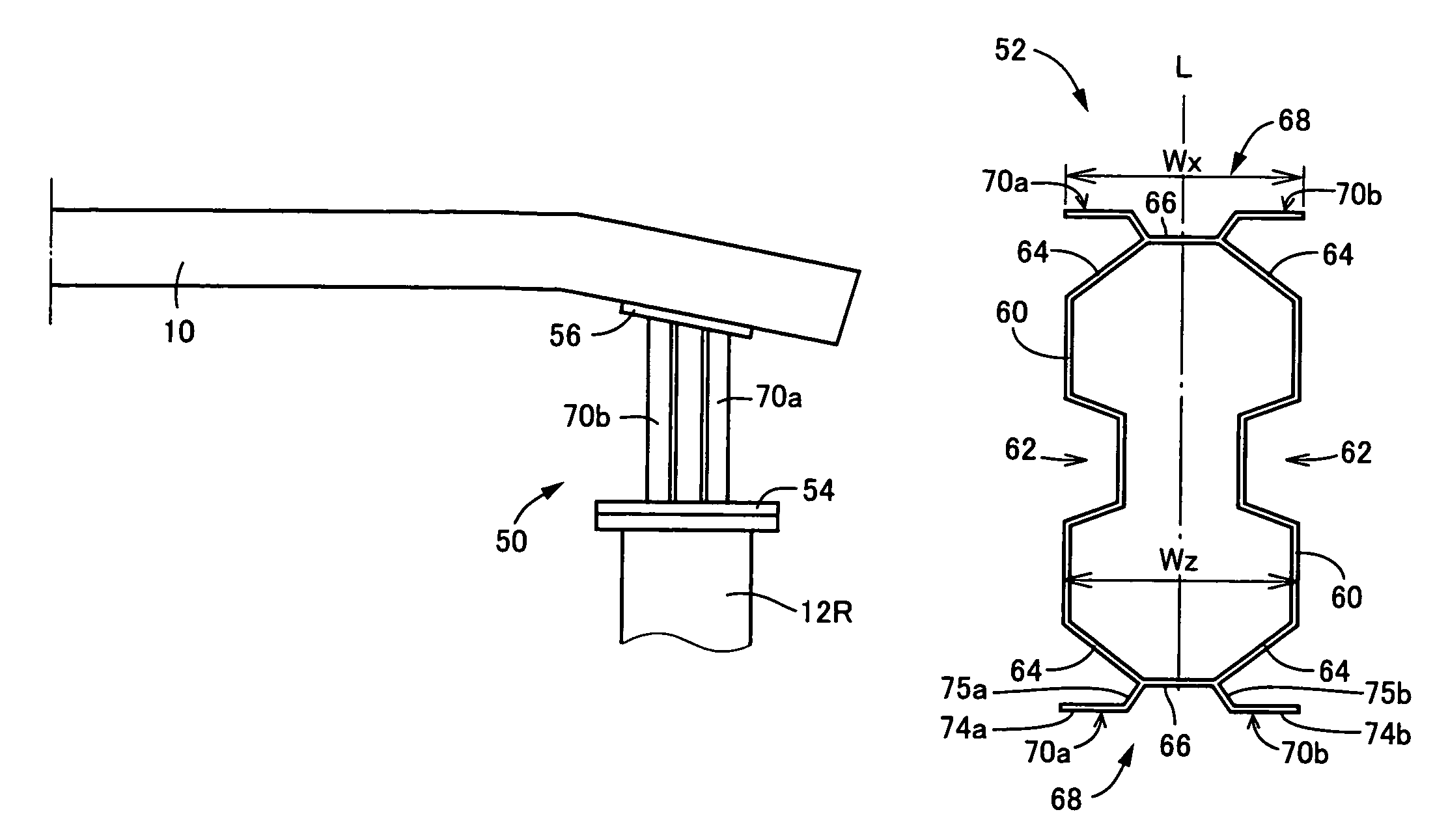 Impact absorbing member for vehicle