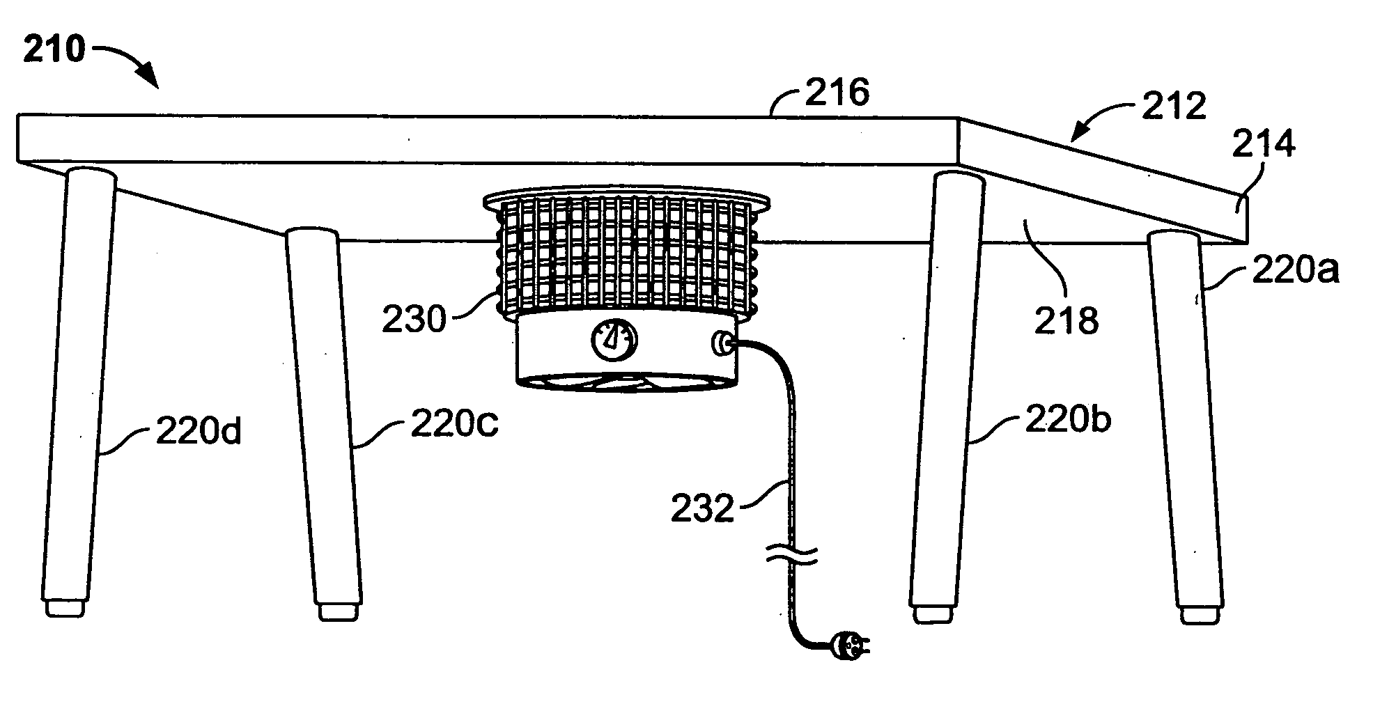 Table-heater combination