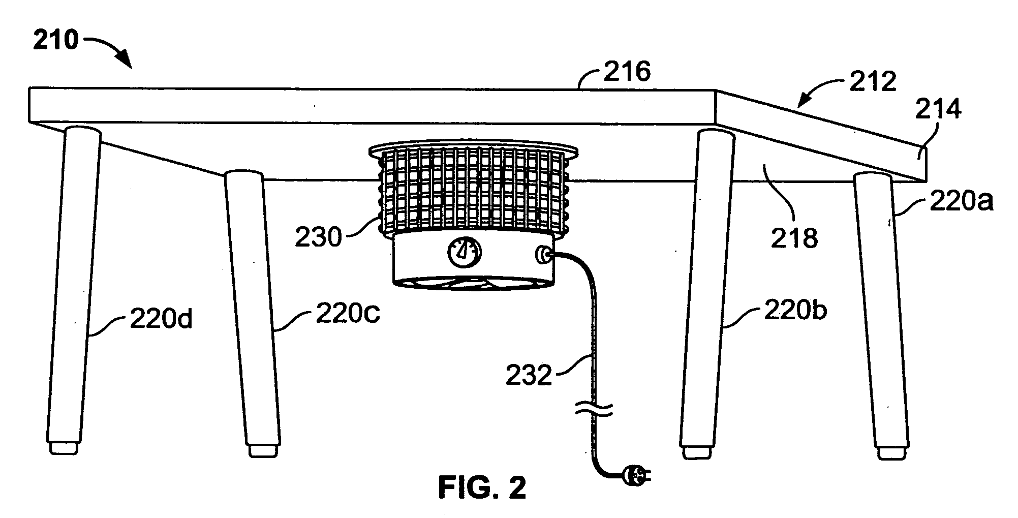 Table-heater combination