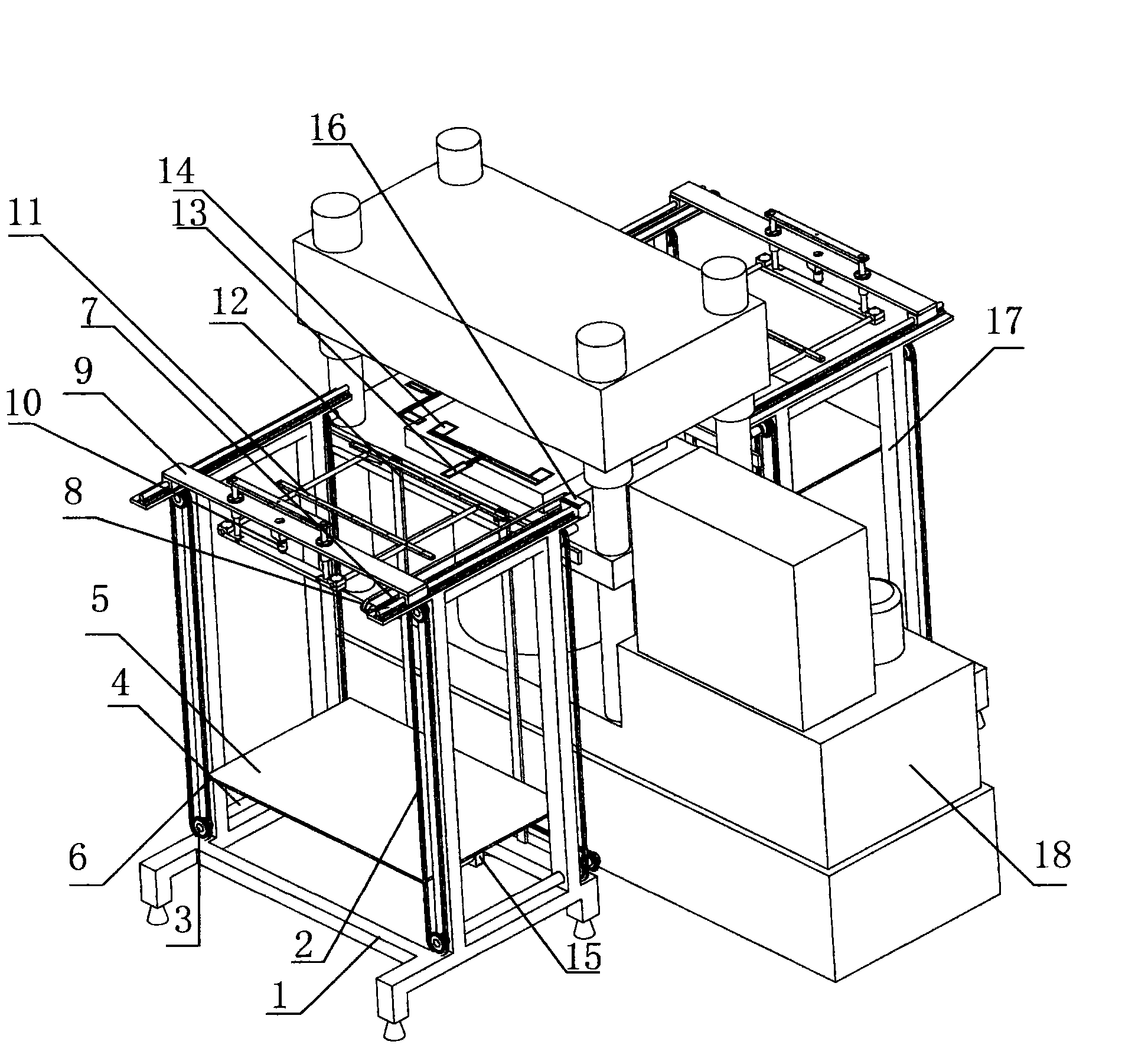 Automatic loading and unloading mechanism of hydraulic machine