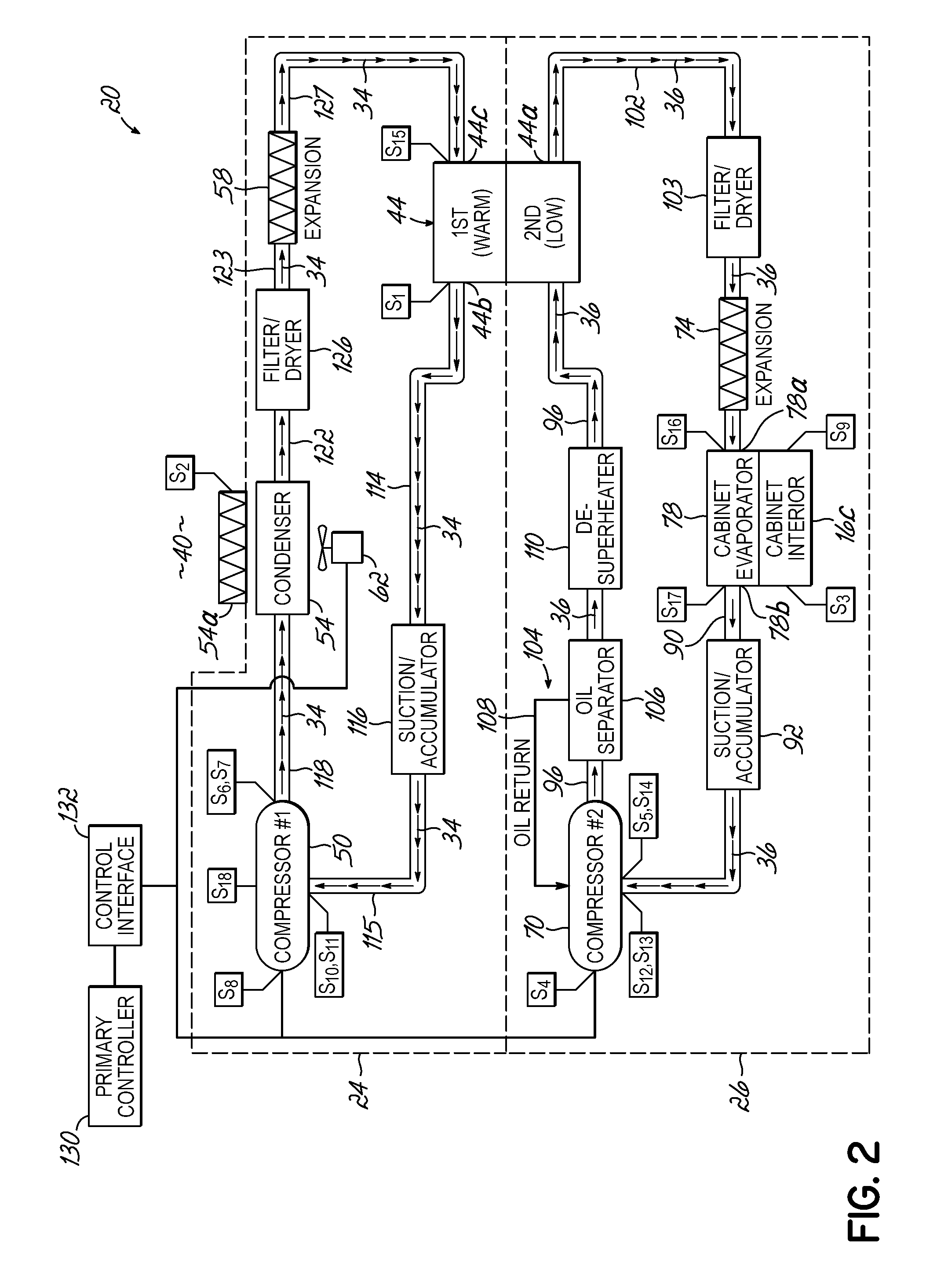 Refrigeration system having a variable speed compressor