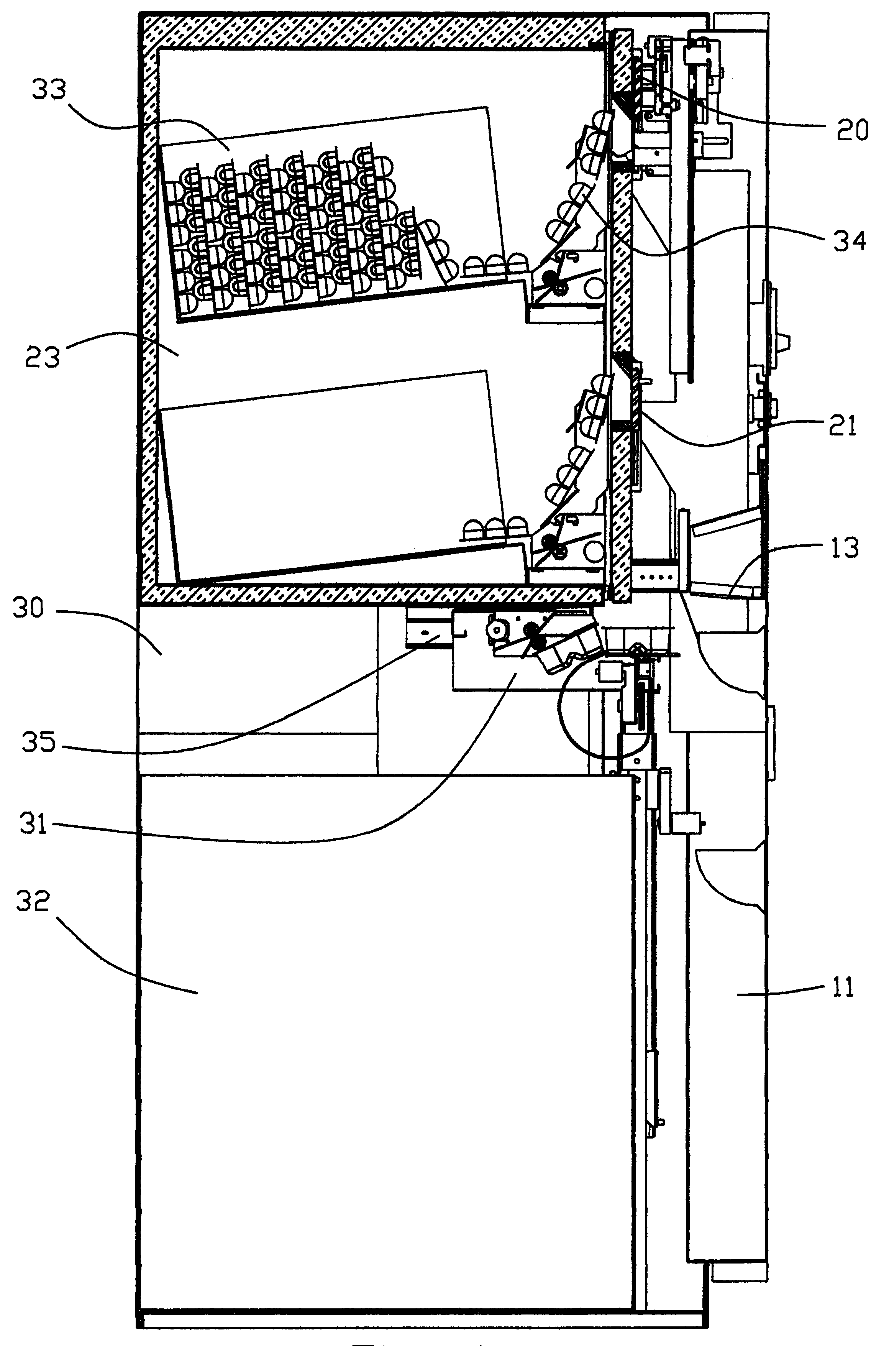 Method and apparatus for preparing and dispensing a combination of food products in a vending machine