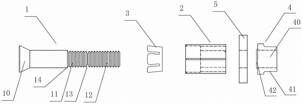 Fatigue-resistant long-acting back rivet bolt and curtain wallboard connecting structure