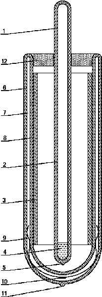 Glass evacuated collector tube with built-in compounded metal profile heat tube