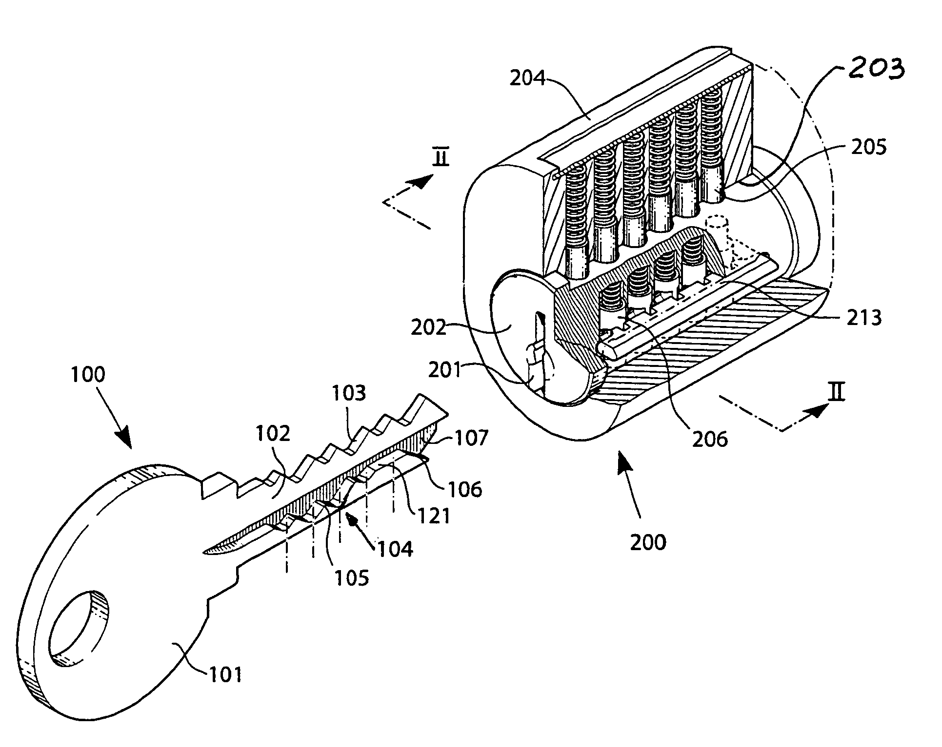 Lock and key system with extra code combinations