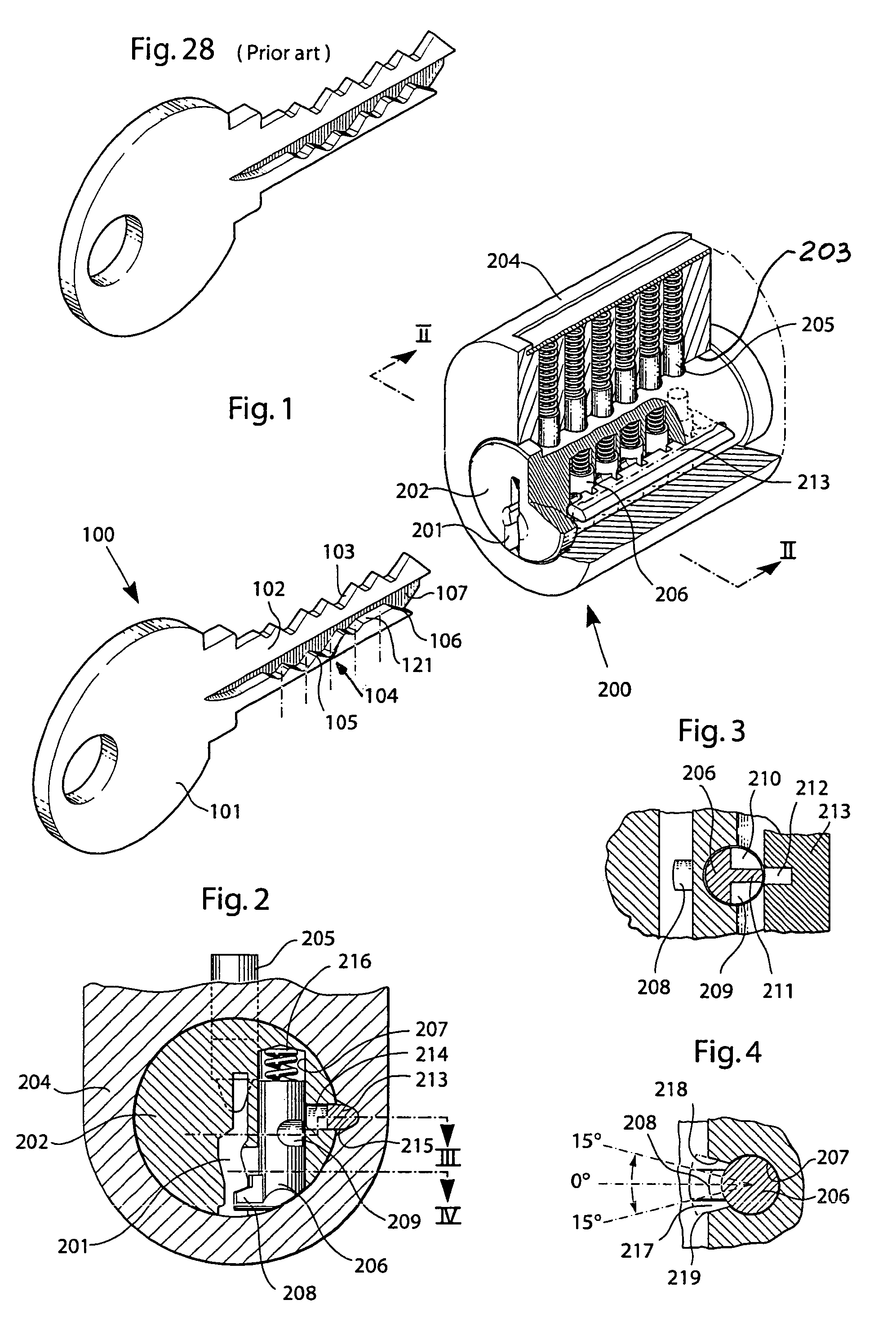 Lock and key system with extra code combinations