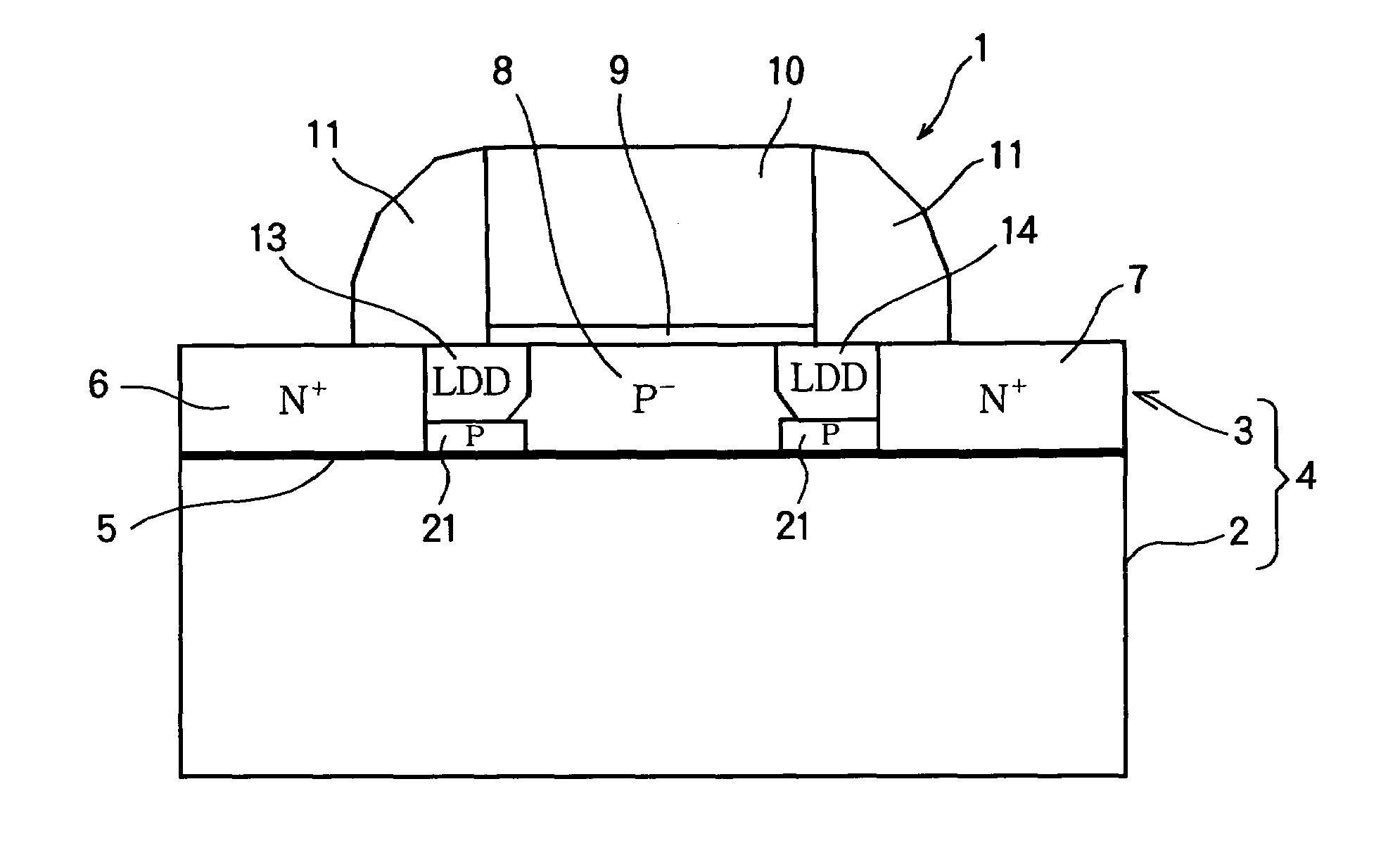 Silicon-on-sapphire semiconductor device with shallow lightly-doped drain