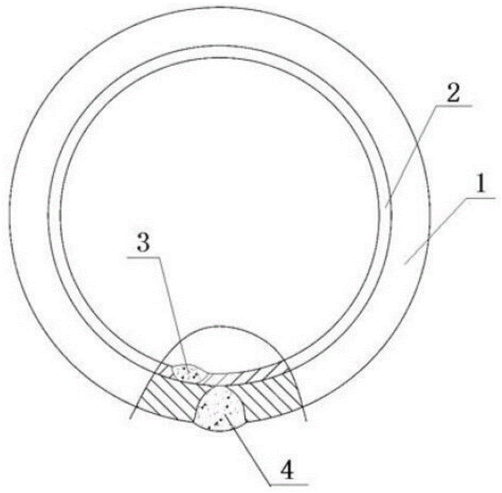 Composite welding steel pipe lined with inner thin-wall stainless steel layer