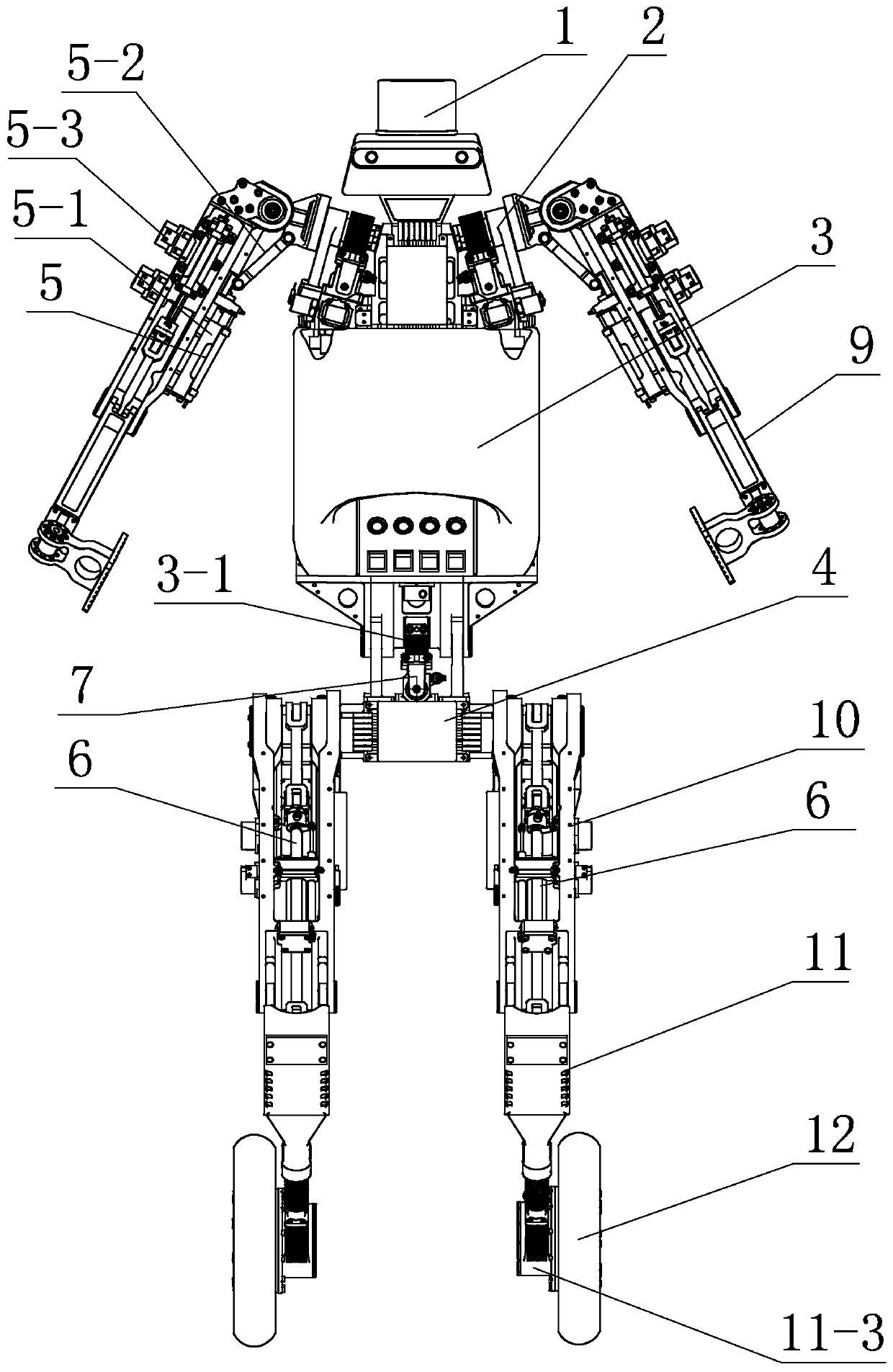 Wheel leg type humanoid robot with internal oil flowing