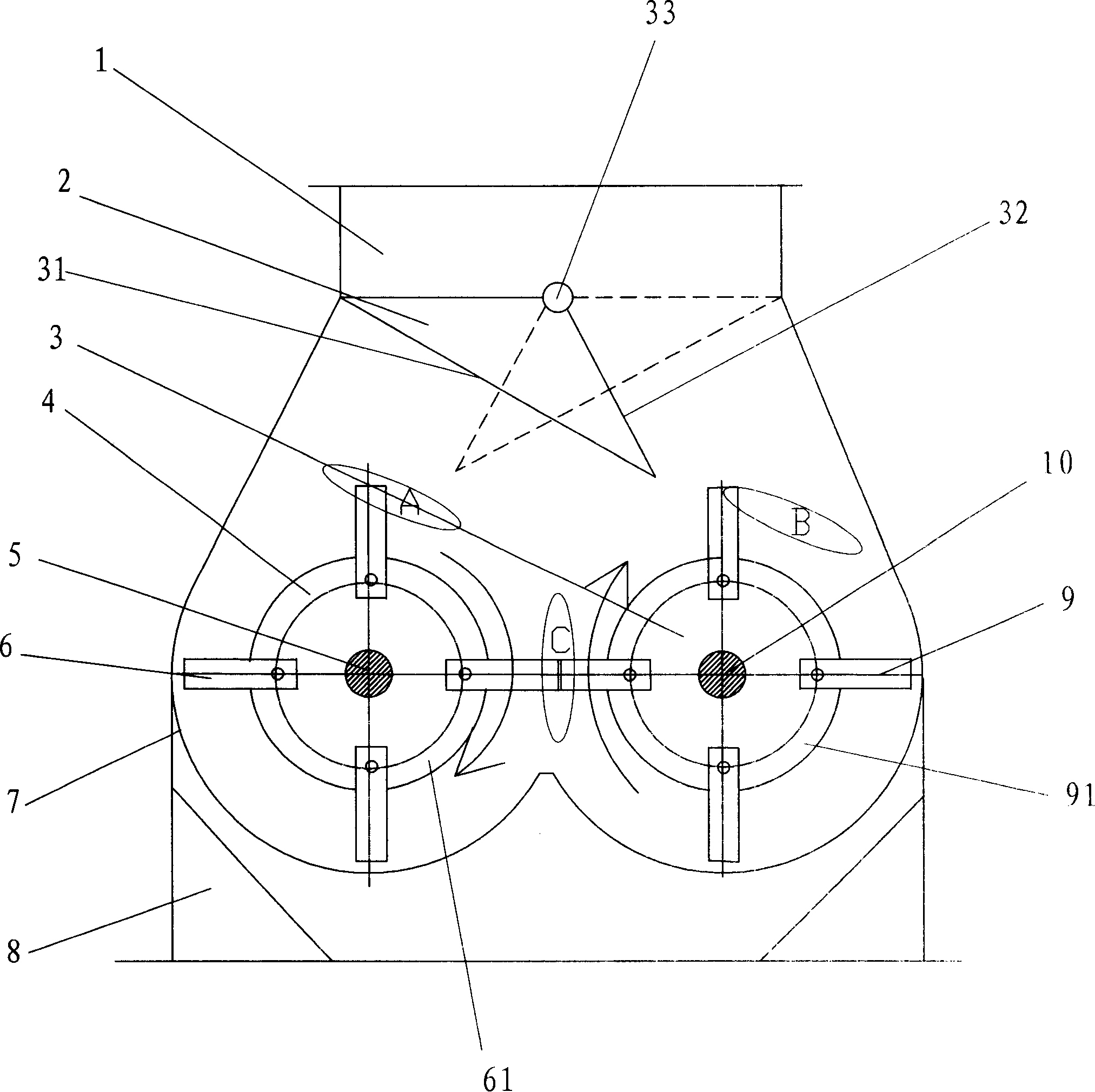 Birotor beater disintegrating machine