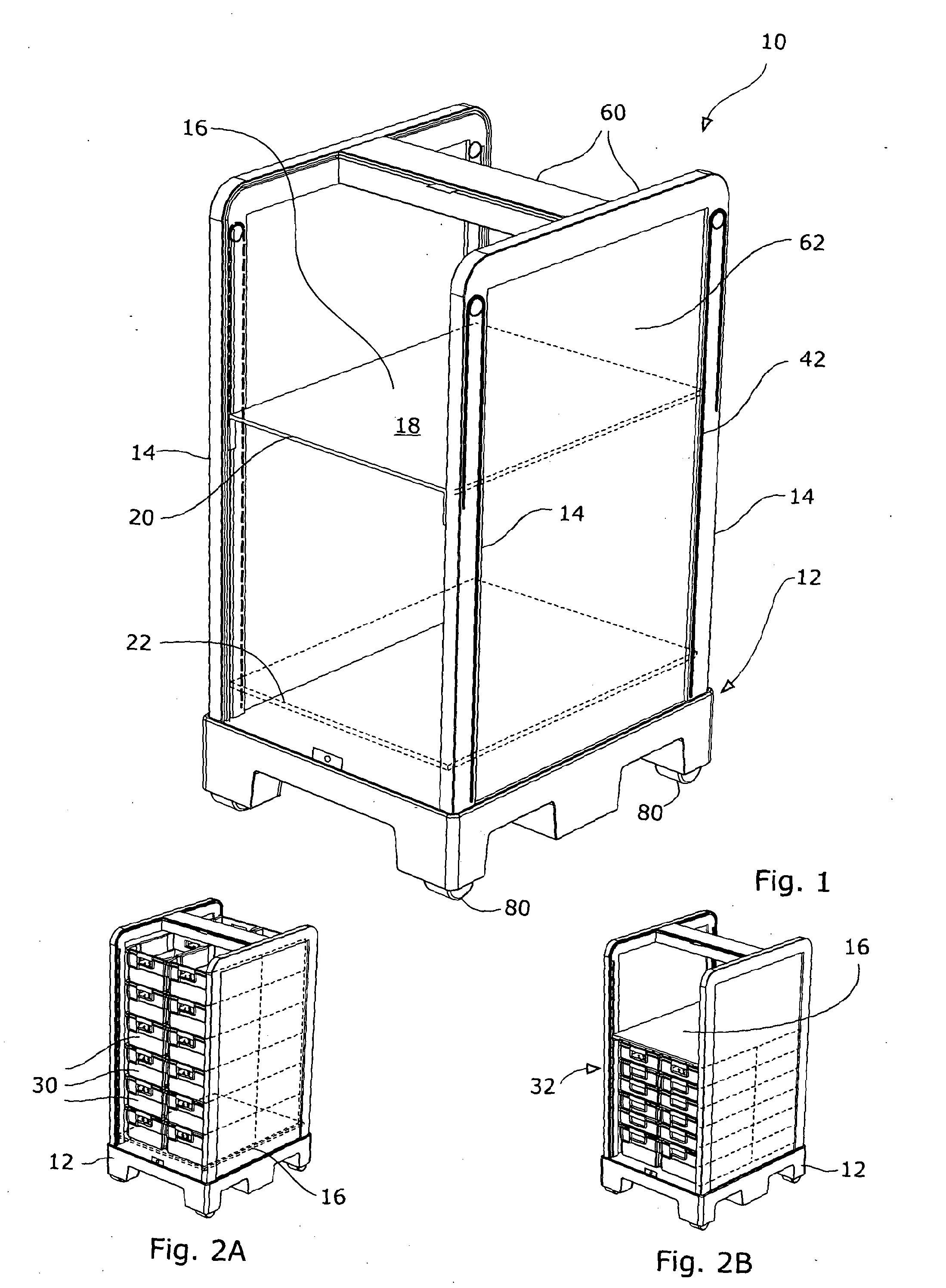 Apparatus for storing a plurality of objects such as trays