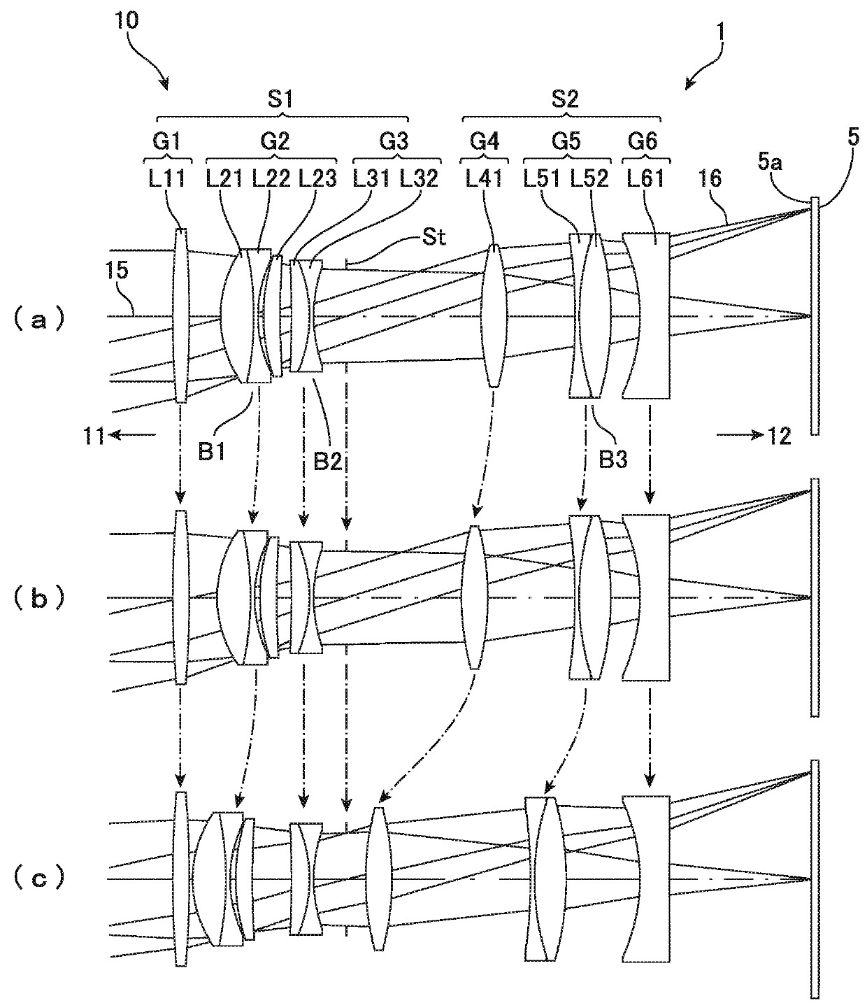 Optical system for image pickup, and image pickup device