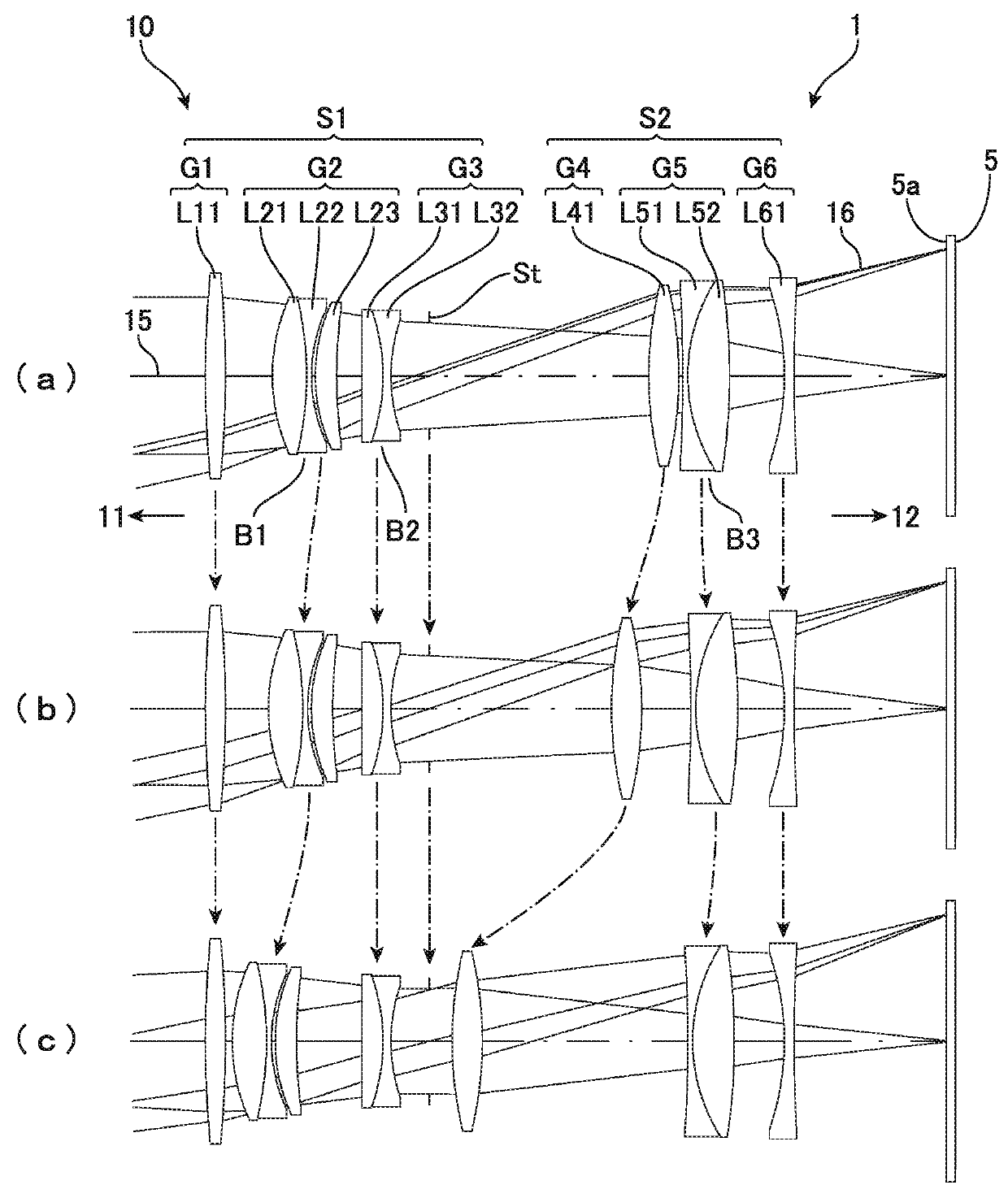 Optical system for image pickup, and image pickup device