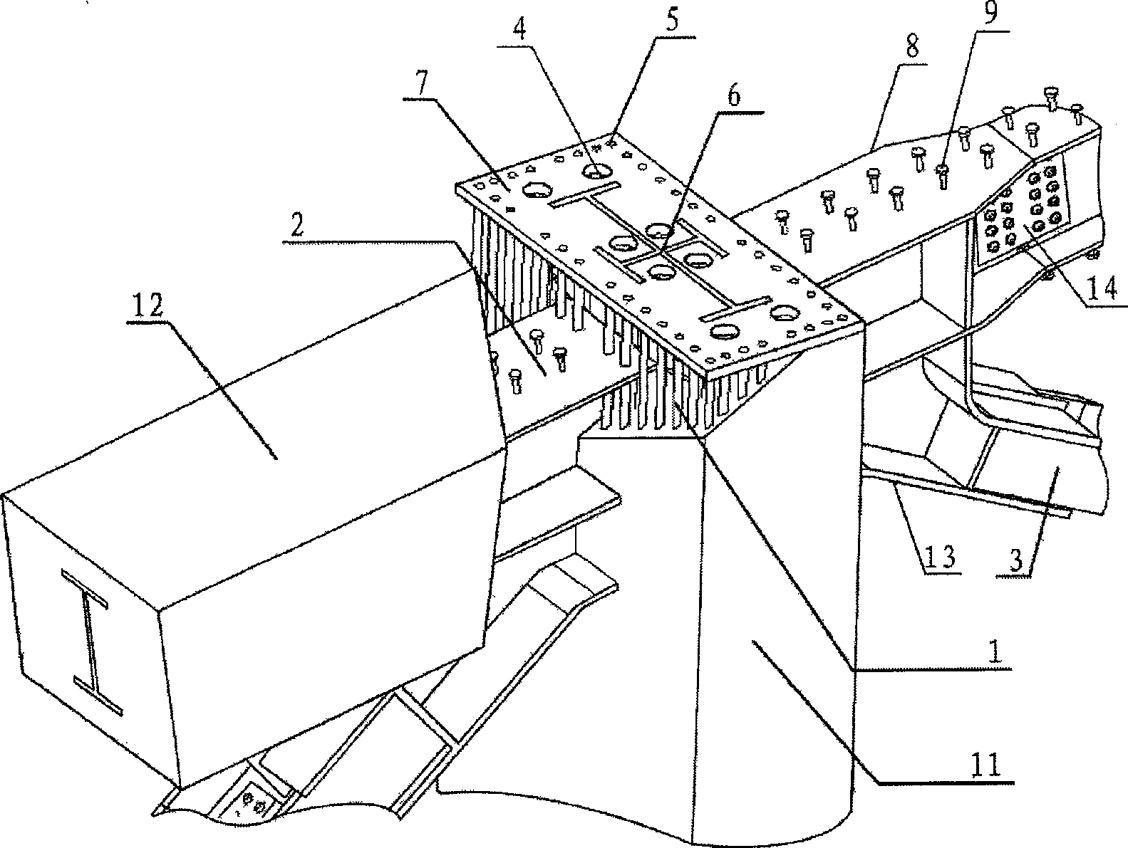 Shaped-steel concrete frame-steel supporting structure type steel column preconstraint node