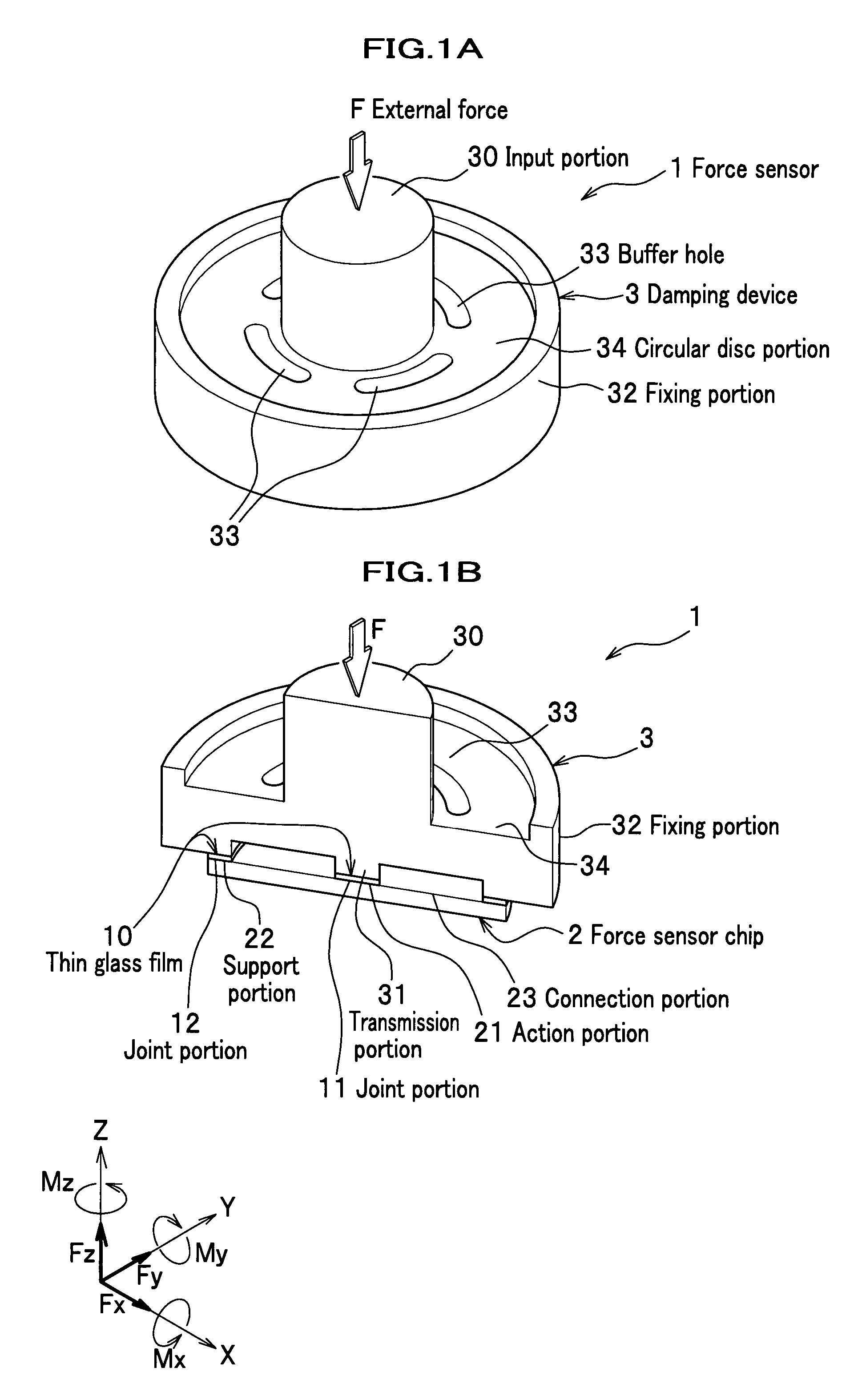 Chip for force sensor and force sensor