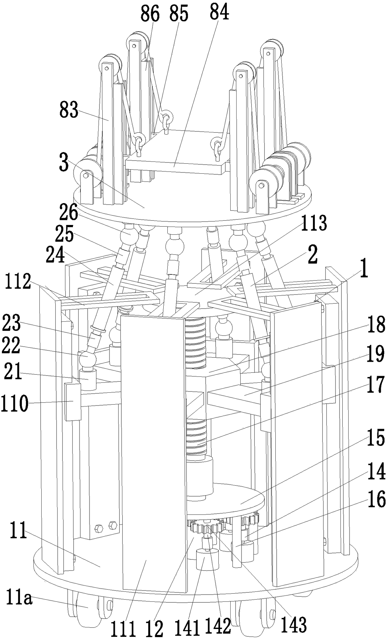 A height-adjustable mobile support device for outdoor buildings