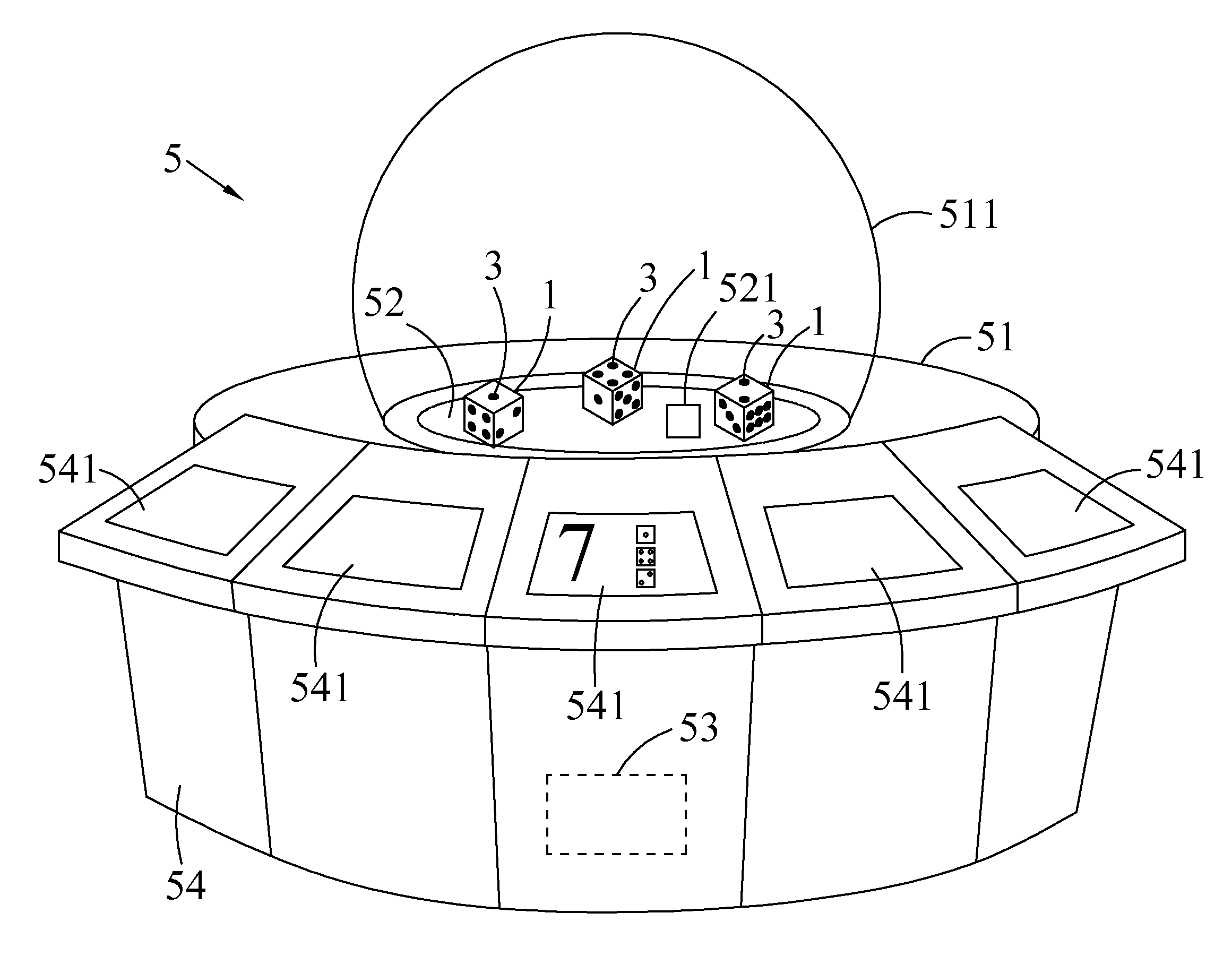 Dice with RFID tags and dice recognizing system for recognizing dice with RFID tags