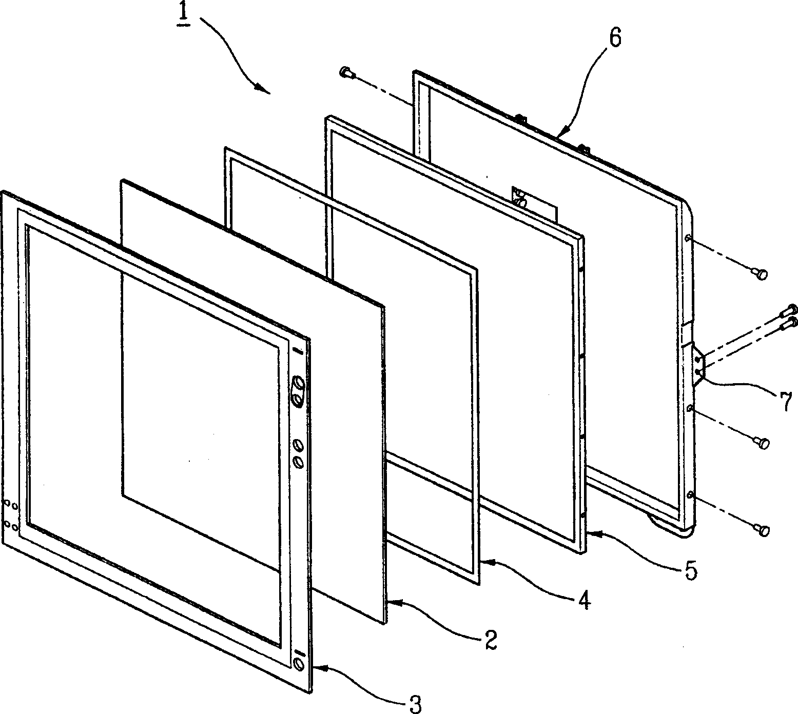 Touchscreen panel mounting assembly for LCD monitor