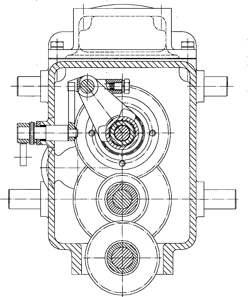 Transmission box for medium power wheeled tractor