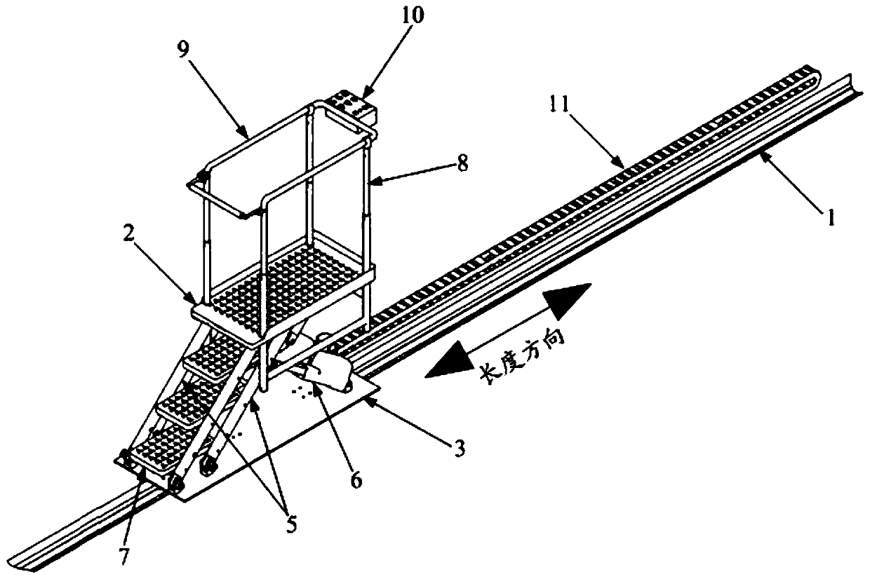 Overhead contact line overhauling operation vehicle and auxiliary device thereof