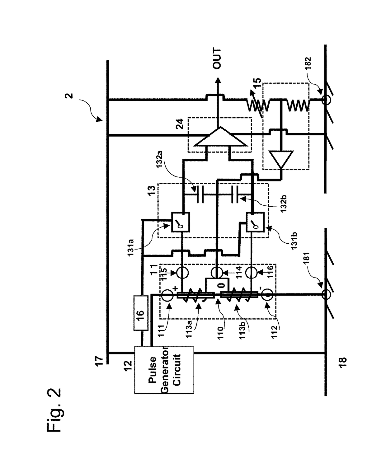 Magnetometer with a differential type integrated circuit