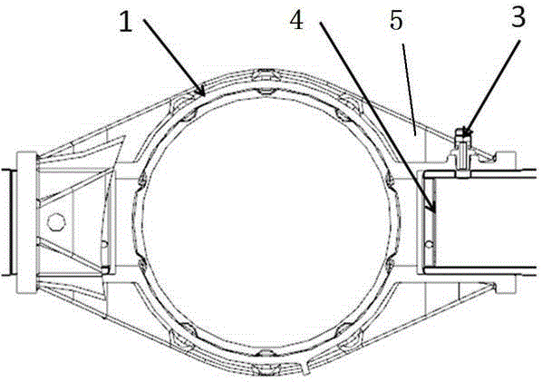 A rear axle housing assembly of an automobile