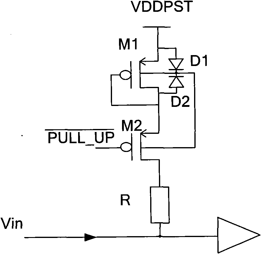 Wide-input voltage range zero-leakage current input pull-up circuit