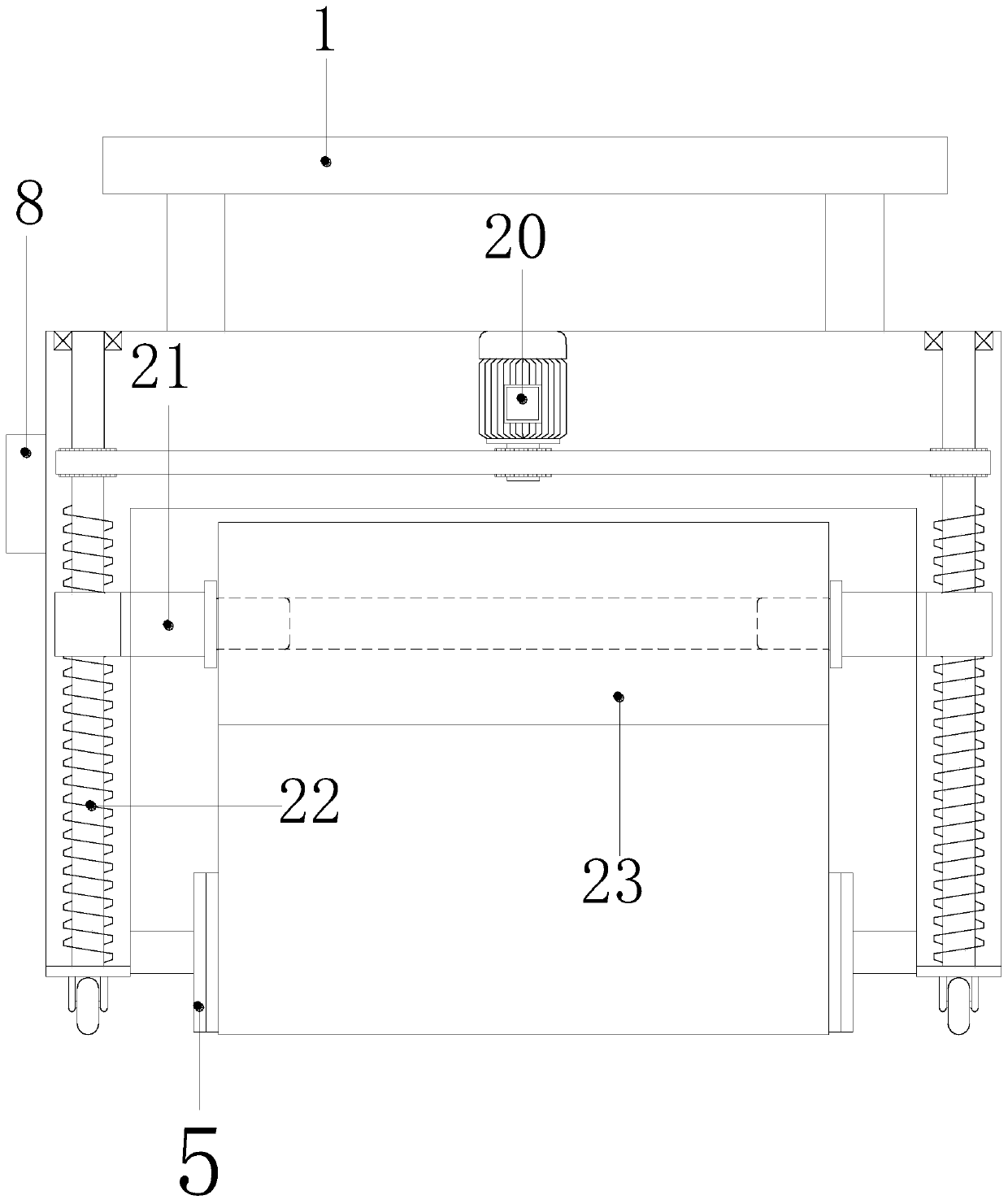 Coiled material laying machine with adjustable mounting height and being capable of conveniently adapting to coiled materials with different thicknesses