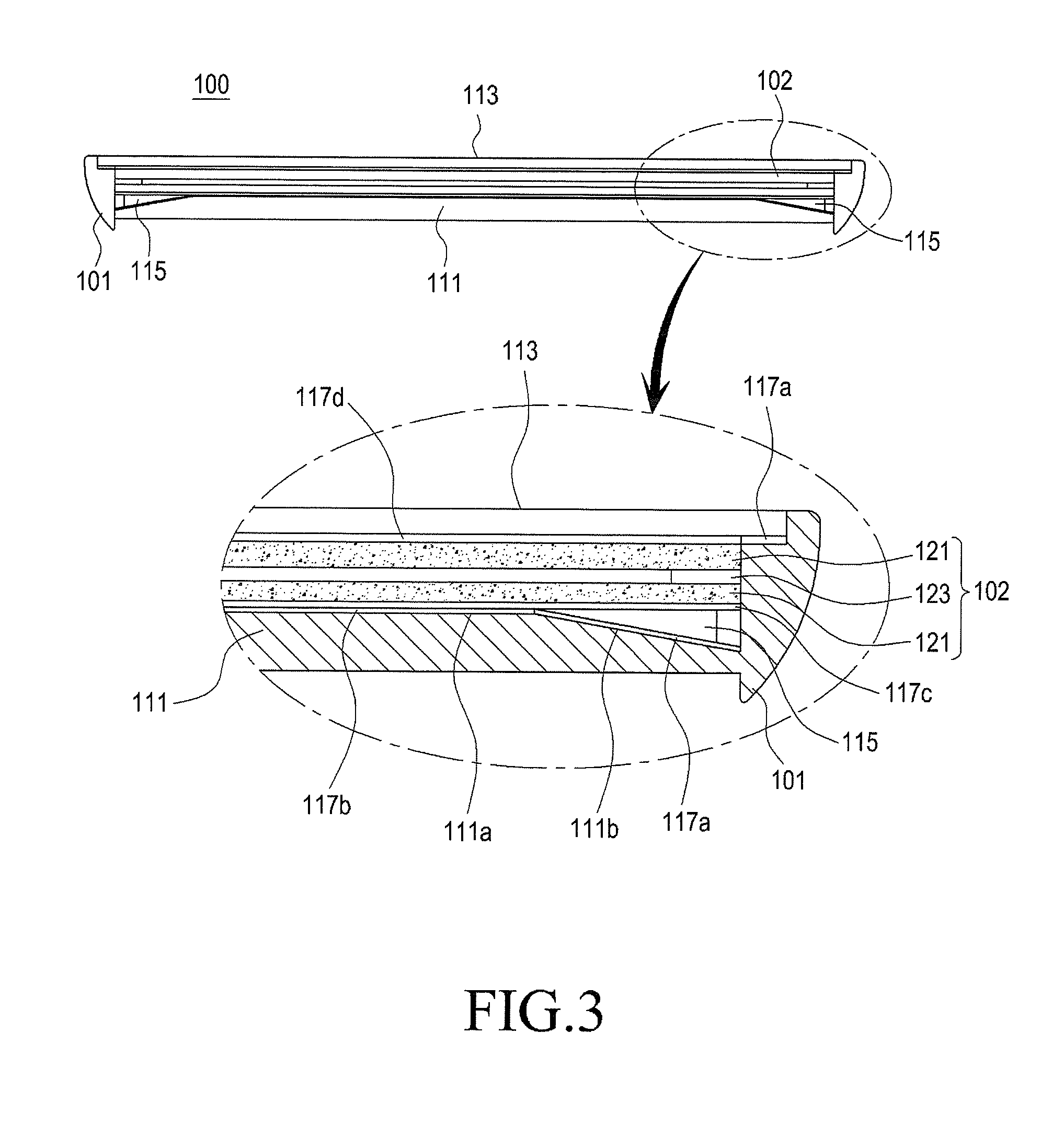 Portable terminal with crack prevention structure for display device