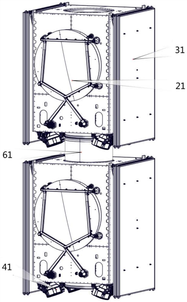 A configuration of all-electric push satellite platform based on self-tandem launching mode of one rocket and two satellites