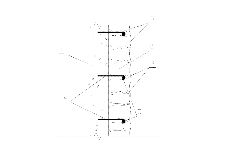 Pulling structure of natural rock block fake-dry-masonry decorating wall and manufacturing method