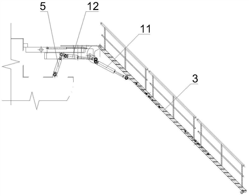 Folding turnover type boarding ladder