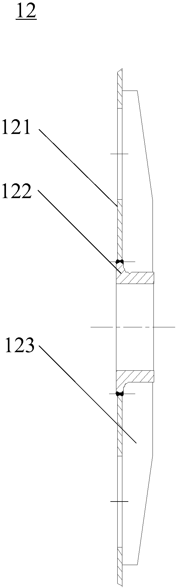 Winding drum welding method and winding drum