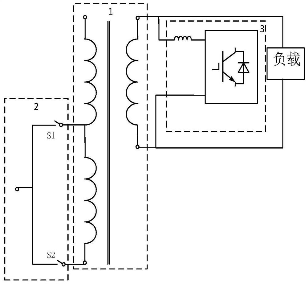 High-frequency full-control switch variable turn ratio current and voltage self-control transformer