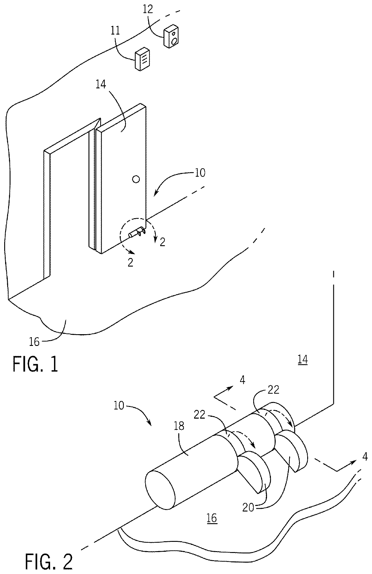 Visual lockdown notification and alert device, electronic door stop remote broadcast device, silent broadcast signal-activated electronic door stop, and sound-activated remote release electronic door stop