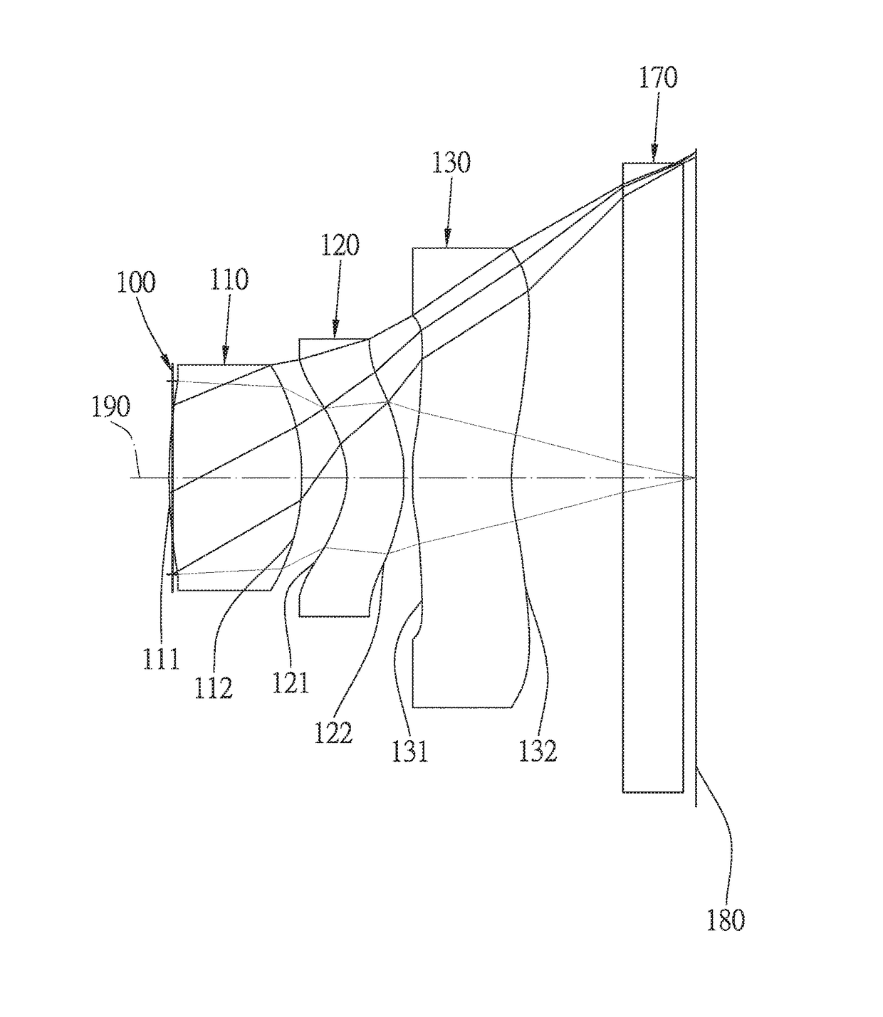 Optical lens system with a wide field of view